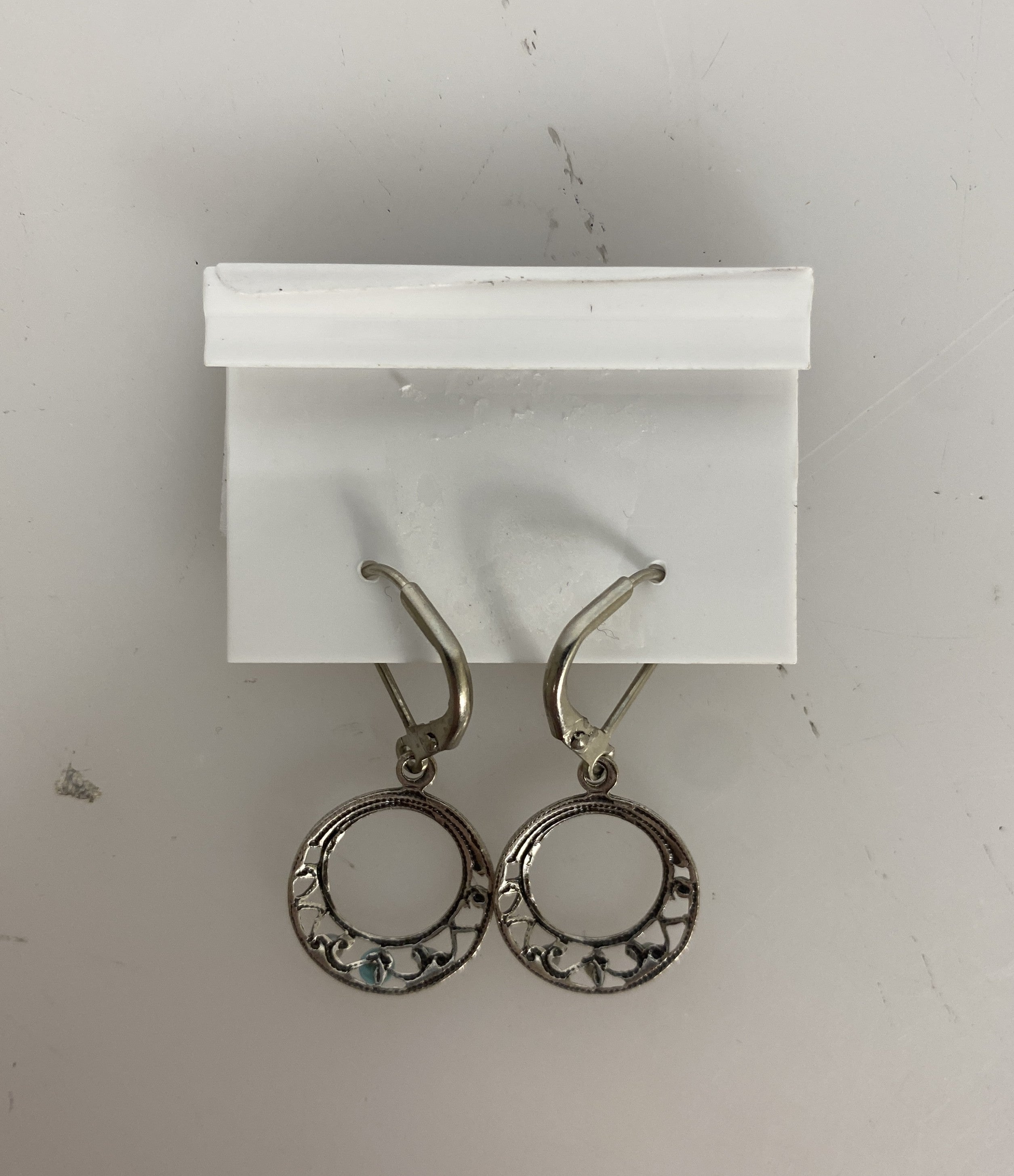 Silver Filigree Multi Blue Crystal Hoop Earrings