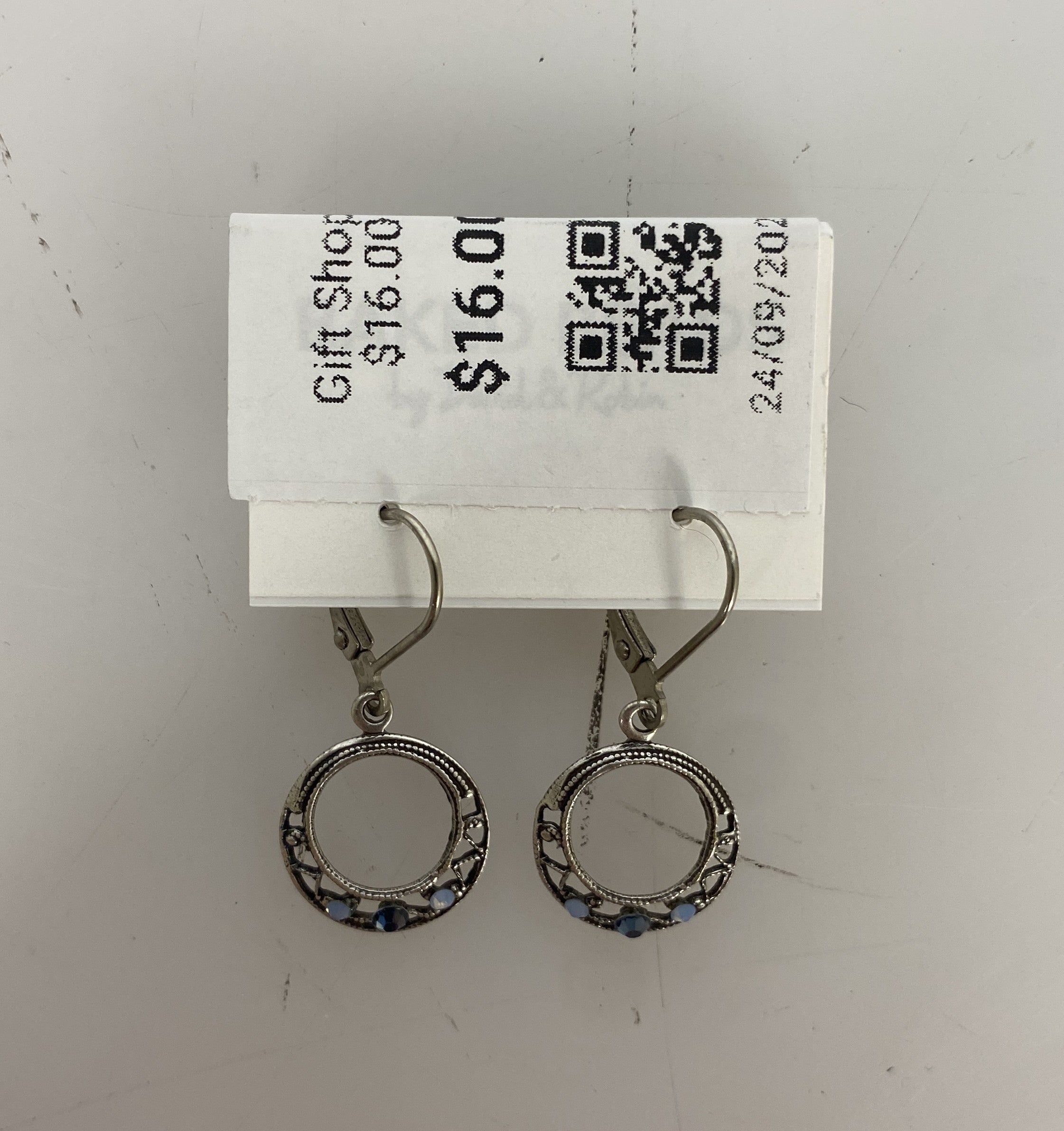 Silver Filigree Multi Purple Crystal Hoop Earrings
