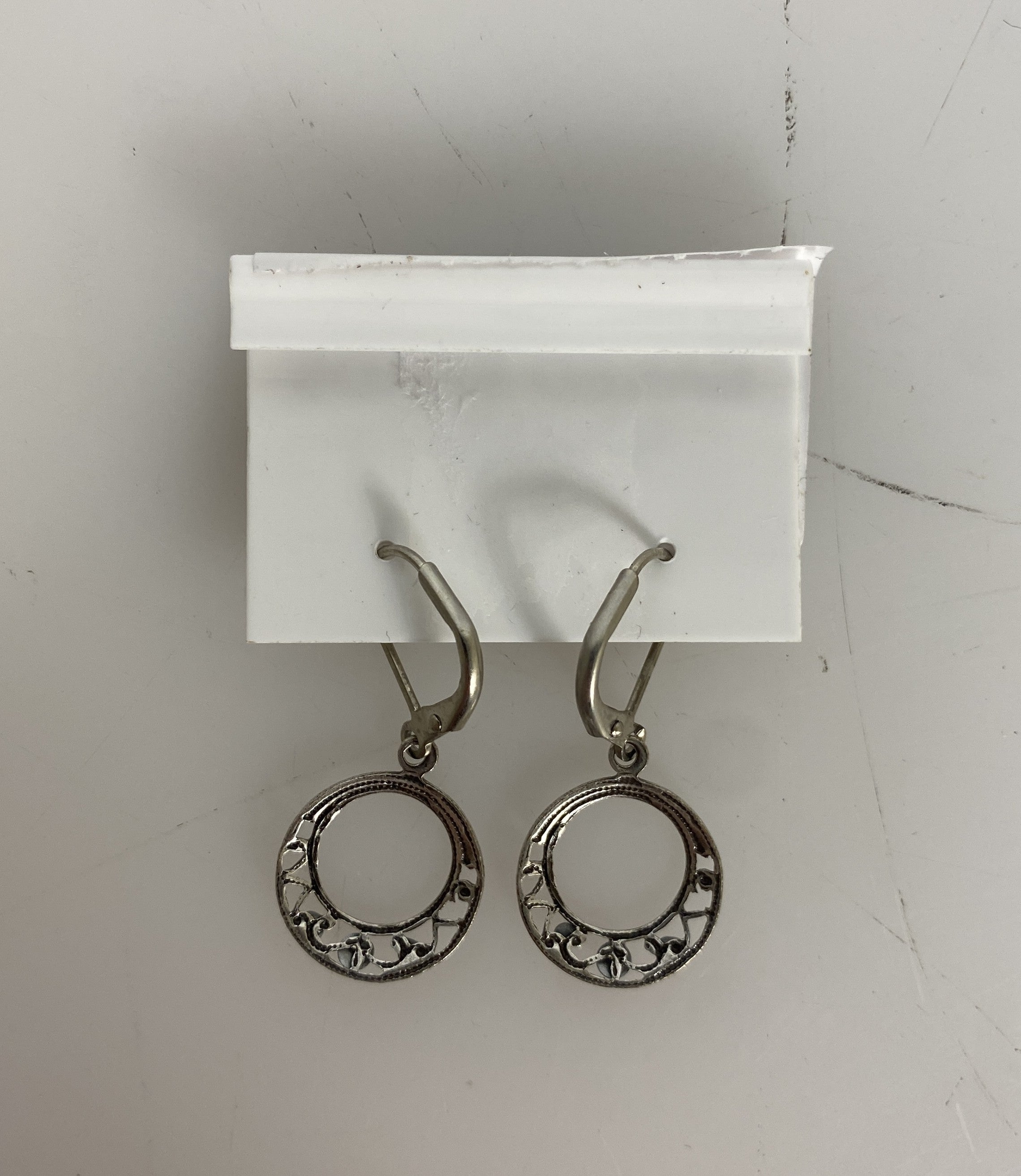 Silver Filigree Pink and Purple Crystal Hoop Earrings