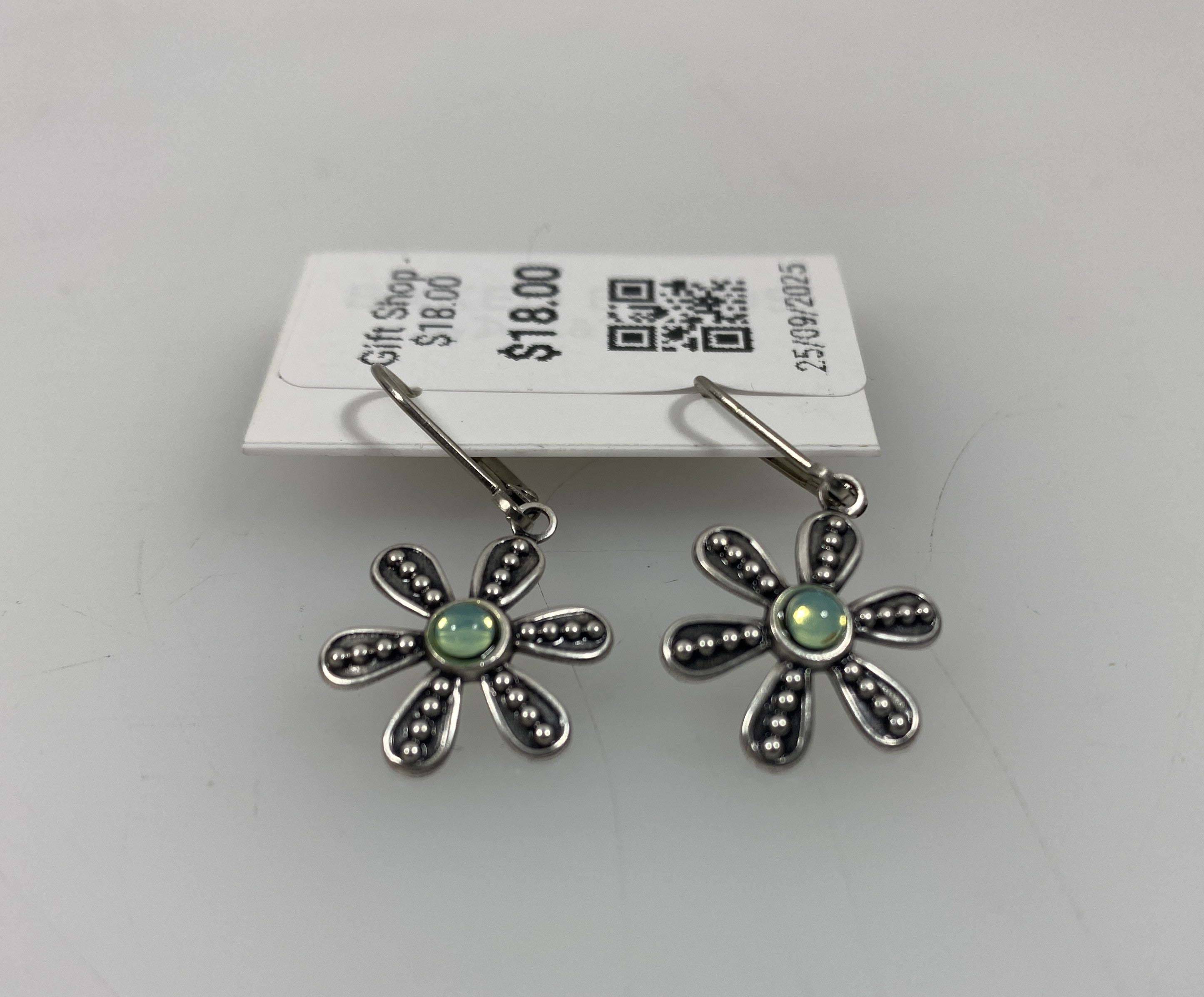 Silver Granulated Flower Earrings