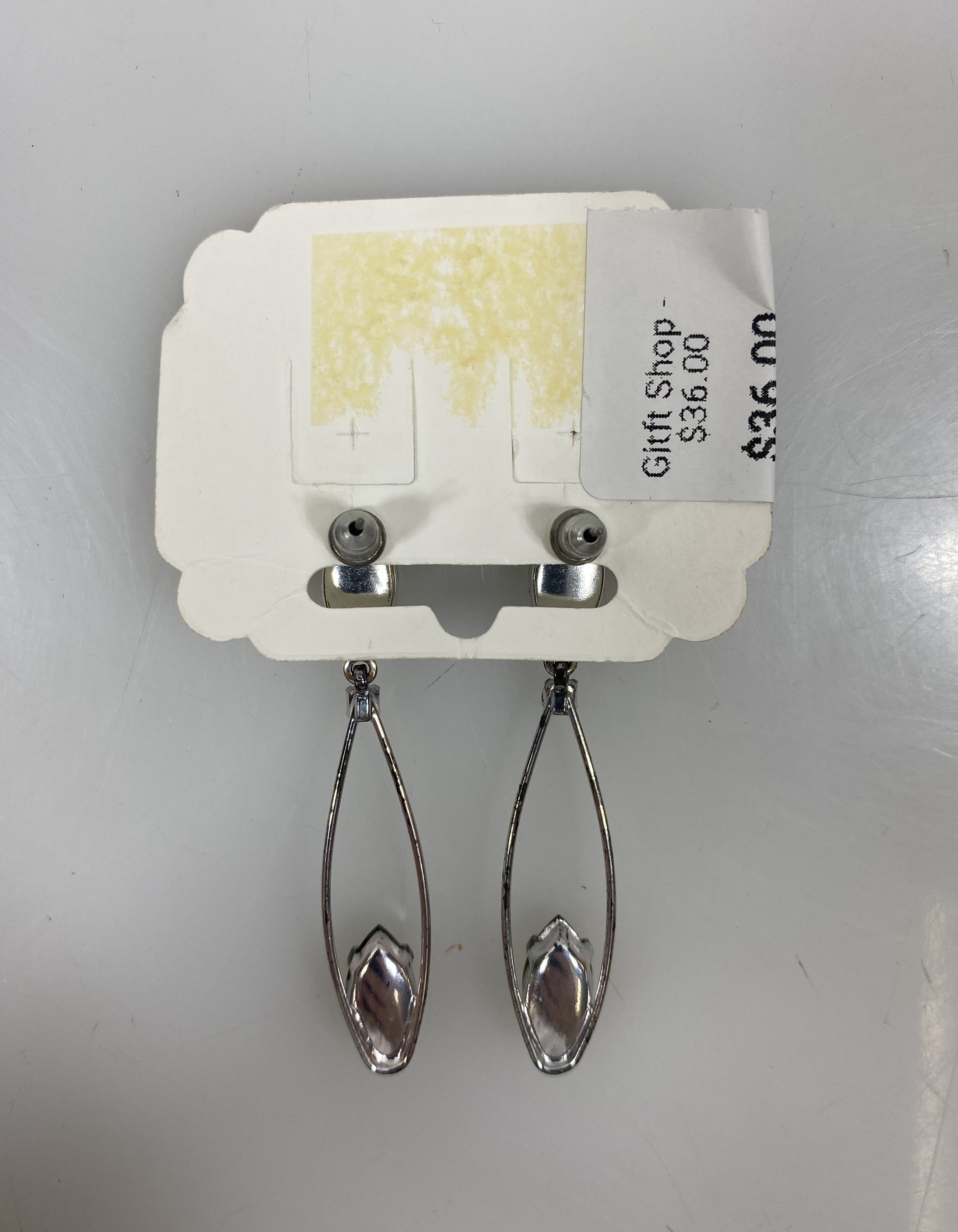 Silver Green and Emerald Beaded Dangle Earrings