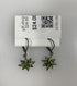 Silver Green Crystal Starburst Earrings