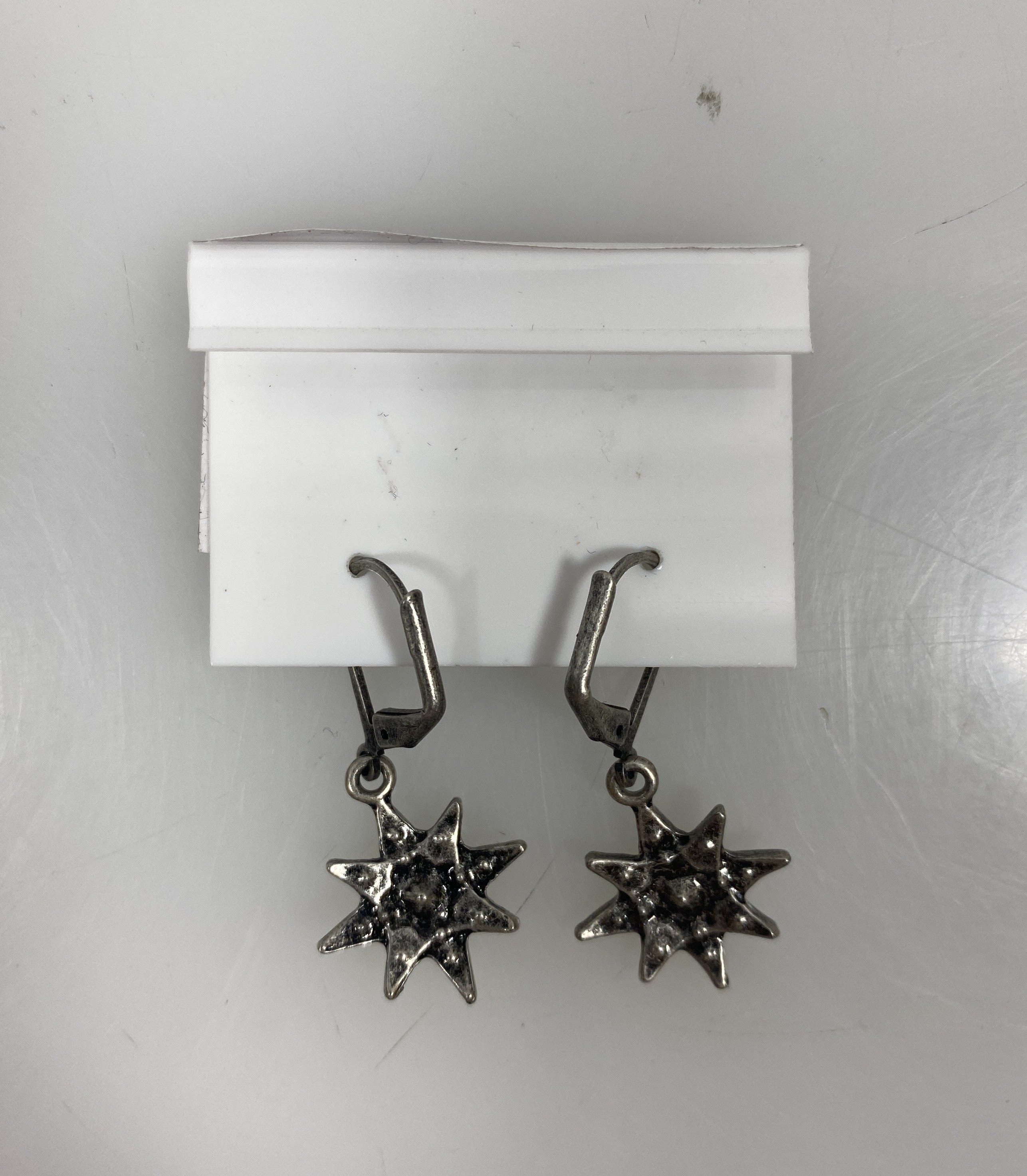 Silver Green Crystal Starburst Earrings
