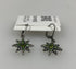 Silver Green Crystal Starburst Earrings