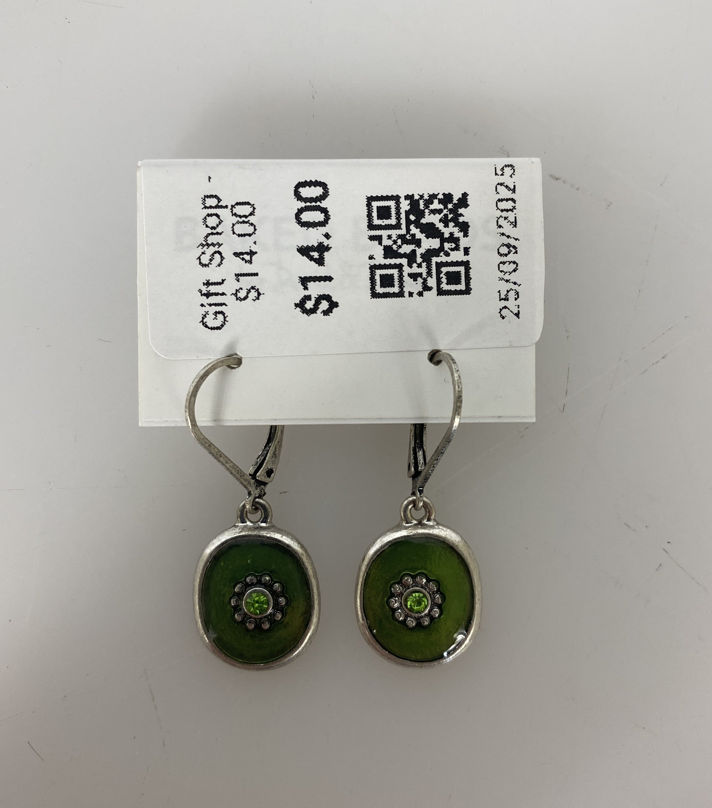 Silver Green Little Lotus Earrings