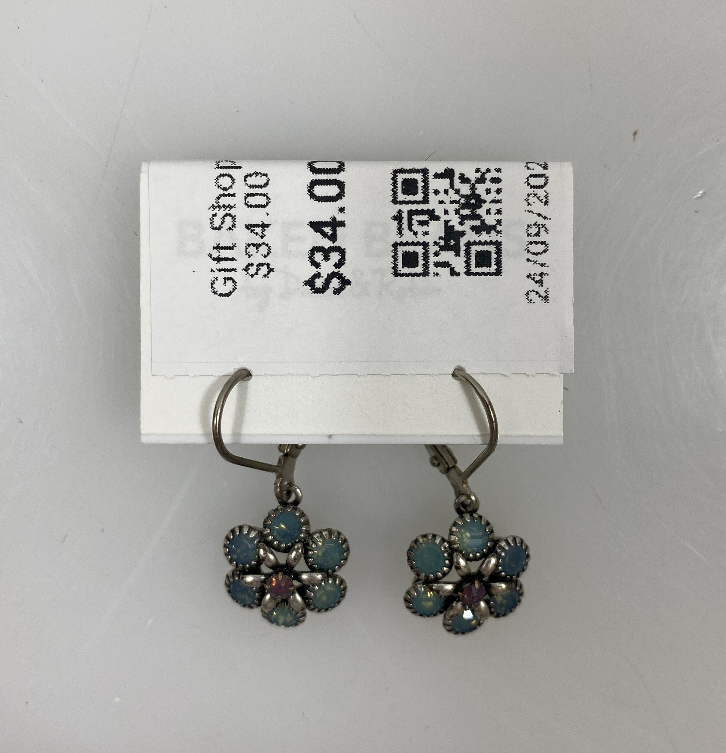 Silver Light Blue Crystal Florette Earrings