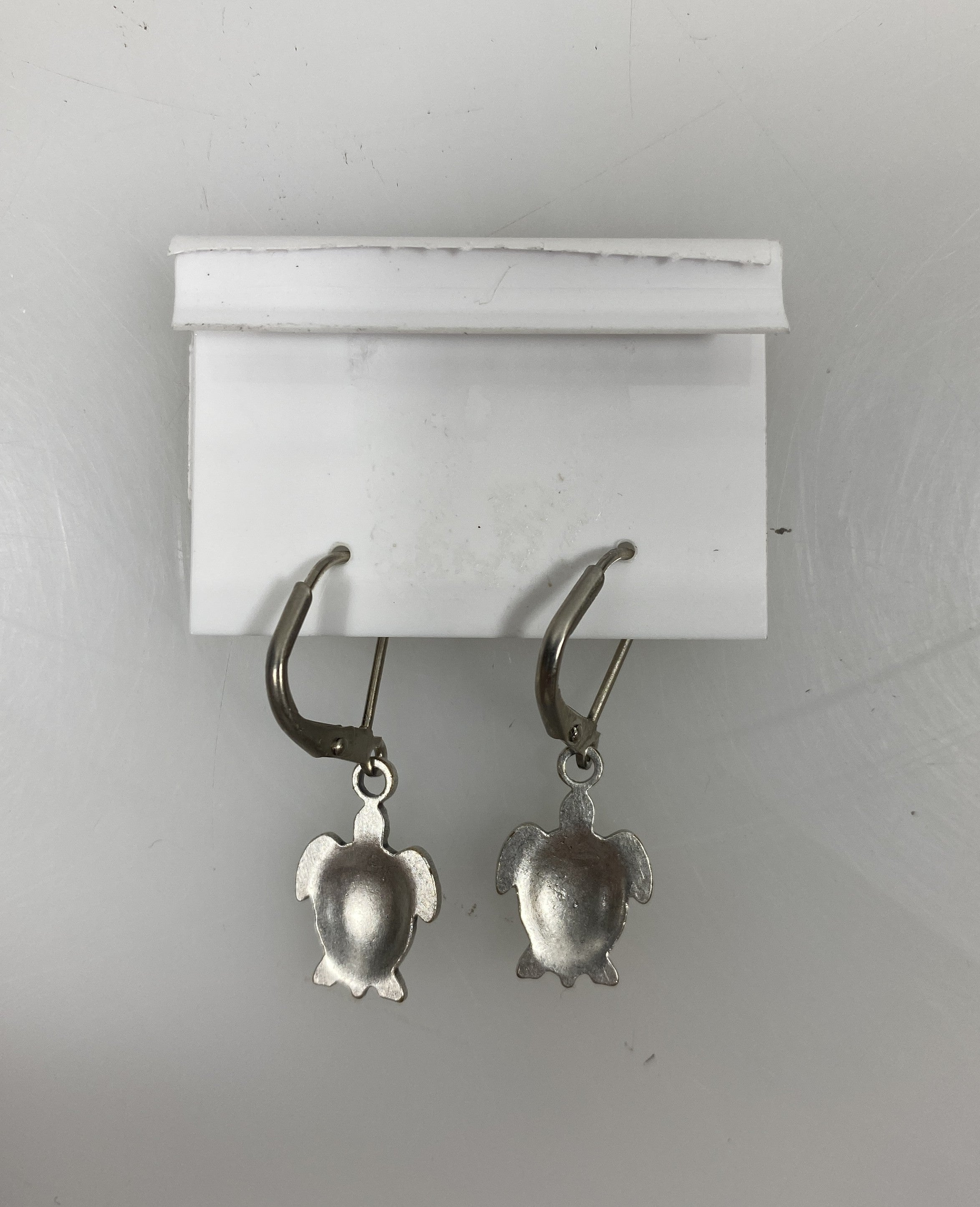 Silver Multi Blue Crystal Turtle Earrings