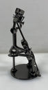 Silver Nuts and Bolts Cellist Metal Figurine With Circular Base
