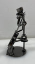 Silver Nuts and Bolts Cellist Metal Figurine With Circular Base