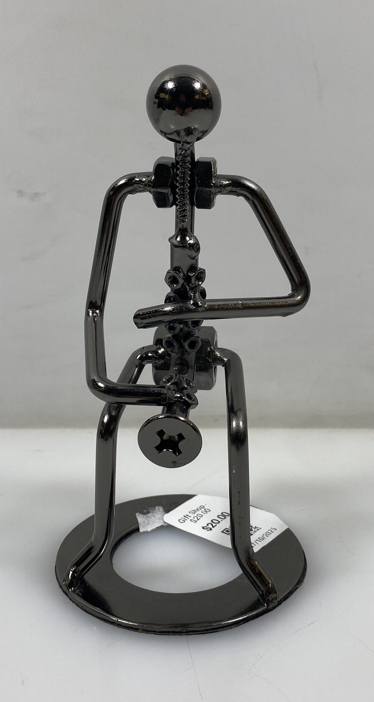 Silver Nuts and Bolts Saxophonist Metal Figurine