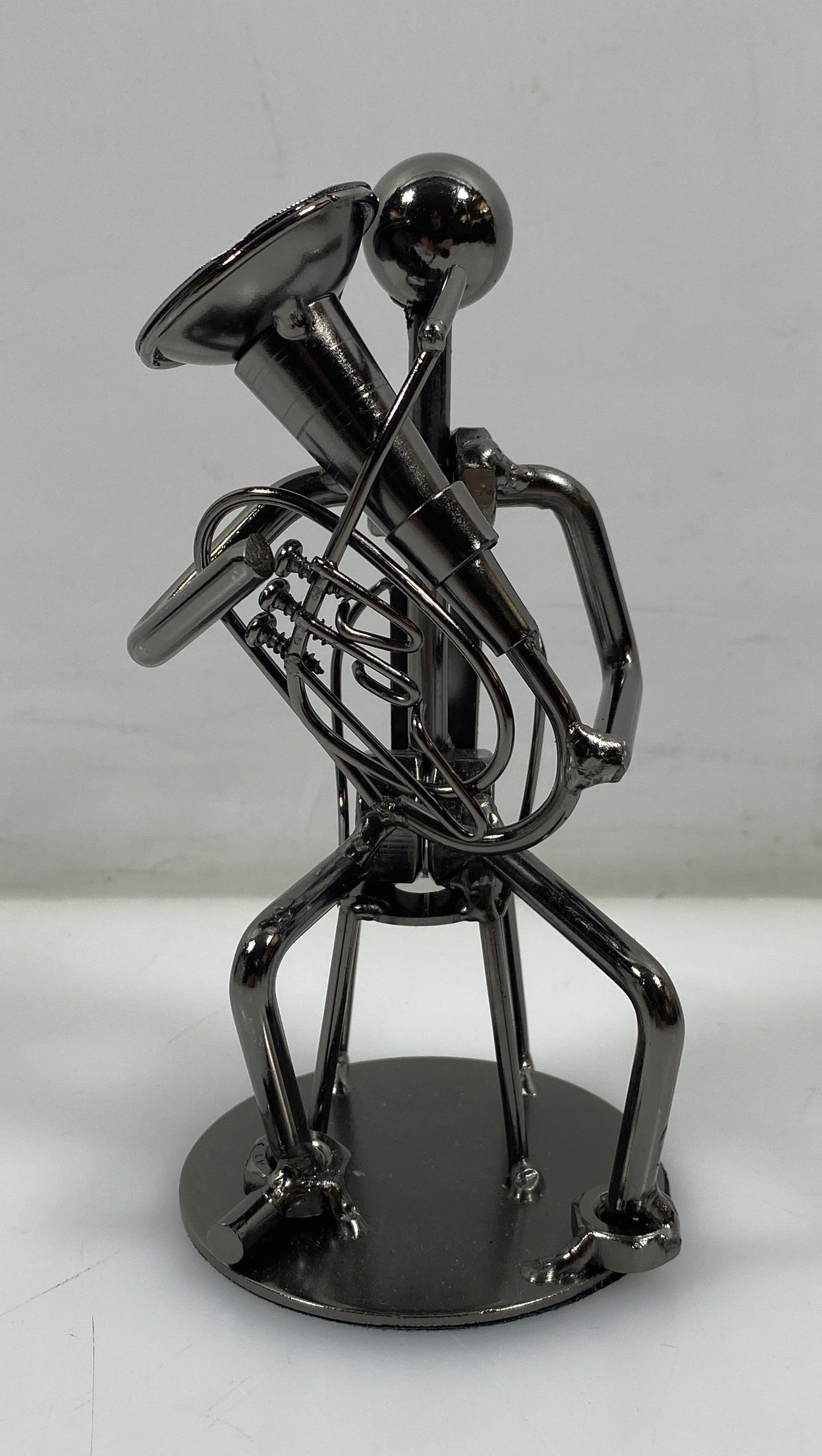 Silver Nuts and Bolts Tuba Player Metal Figurine