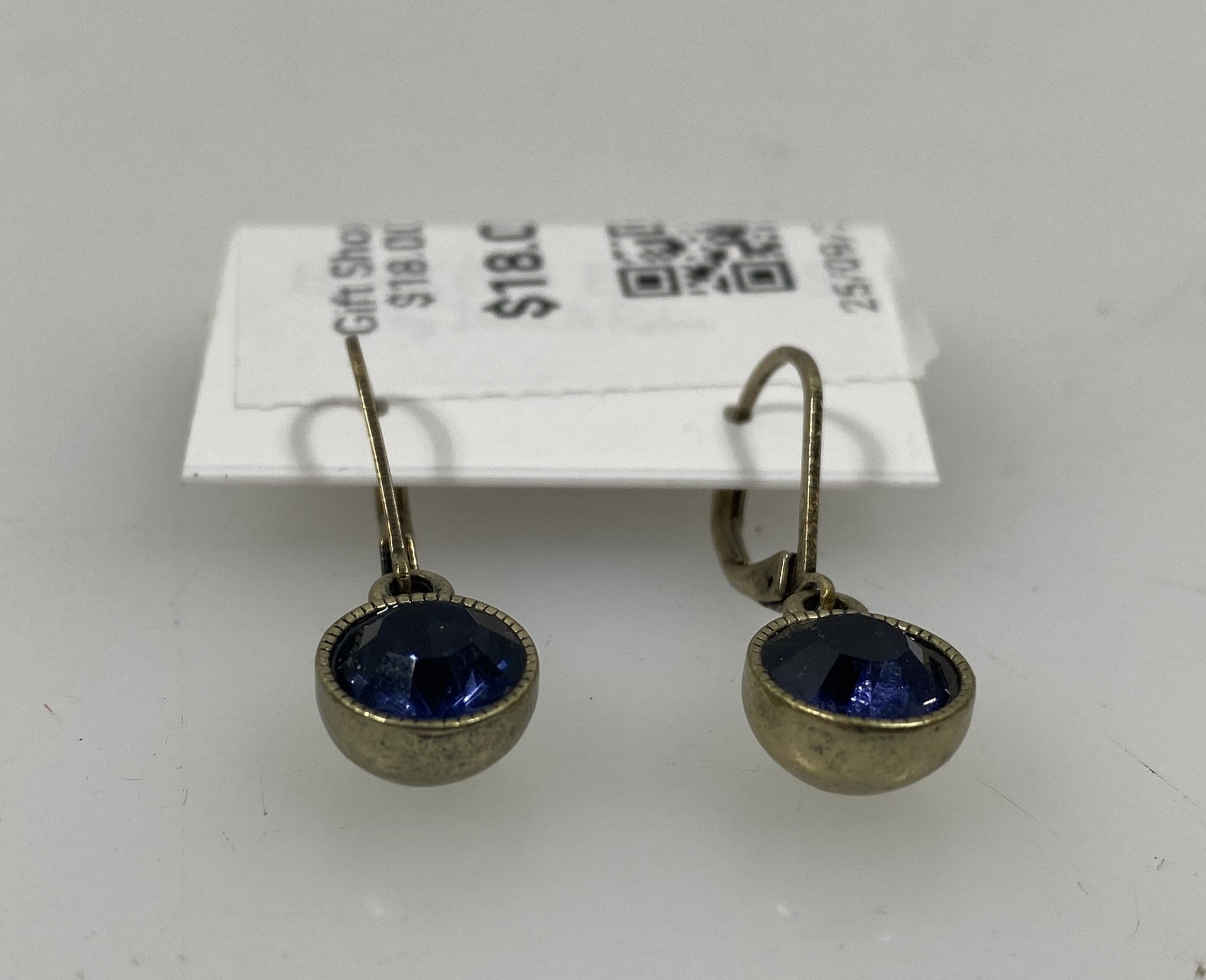 Silver Purple Crystal Dangle Earrings
