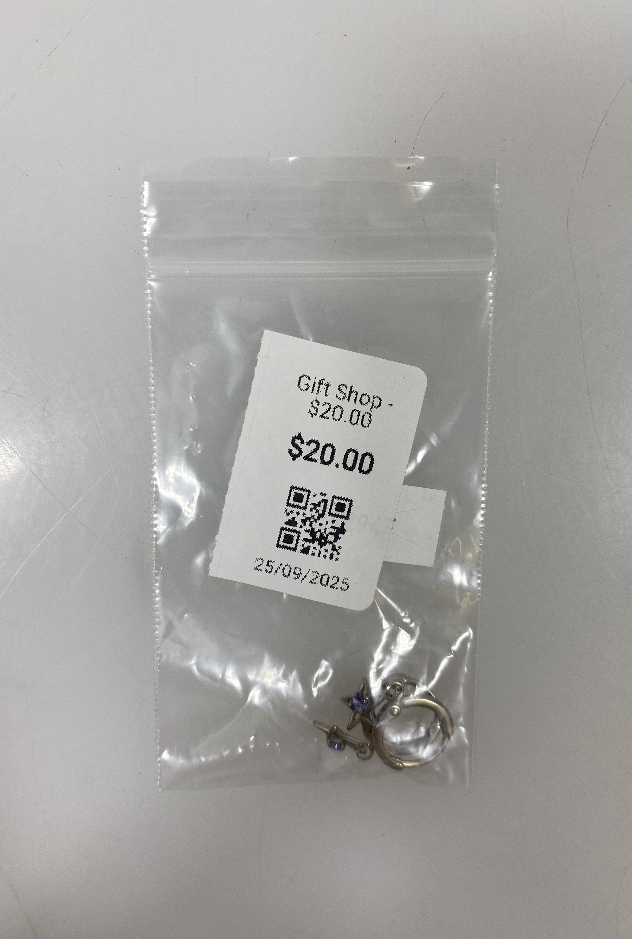 Silver Purple Gem Star Earrings