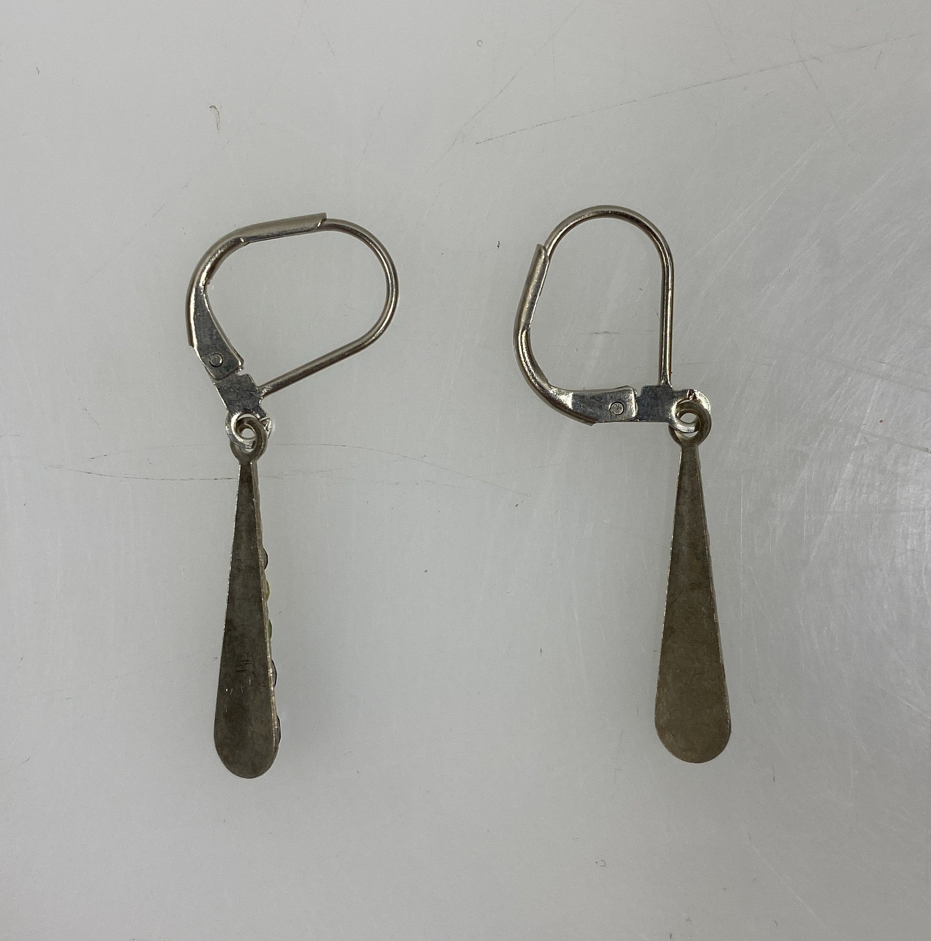 Silver Rainbow Crystal Teardrop Earrings