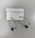 Silver Rectangular Blue Crystal Dangle Earrings