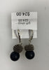 Silver Spring Wire Ball Black Bead Dangle Earrings