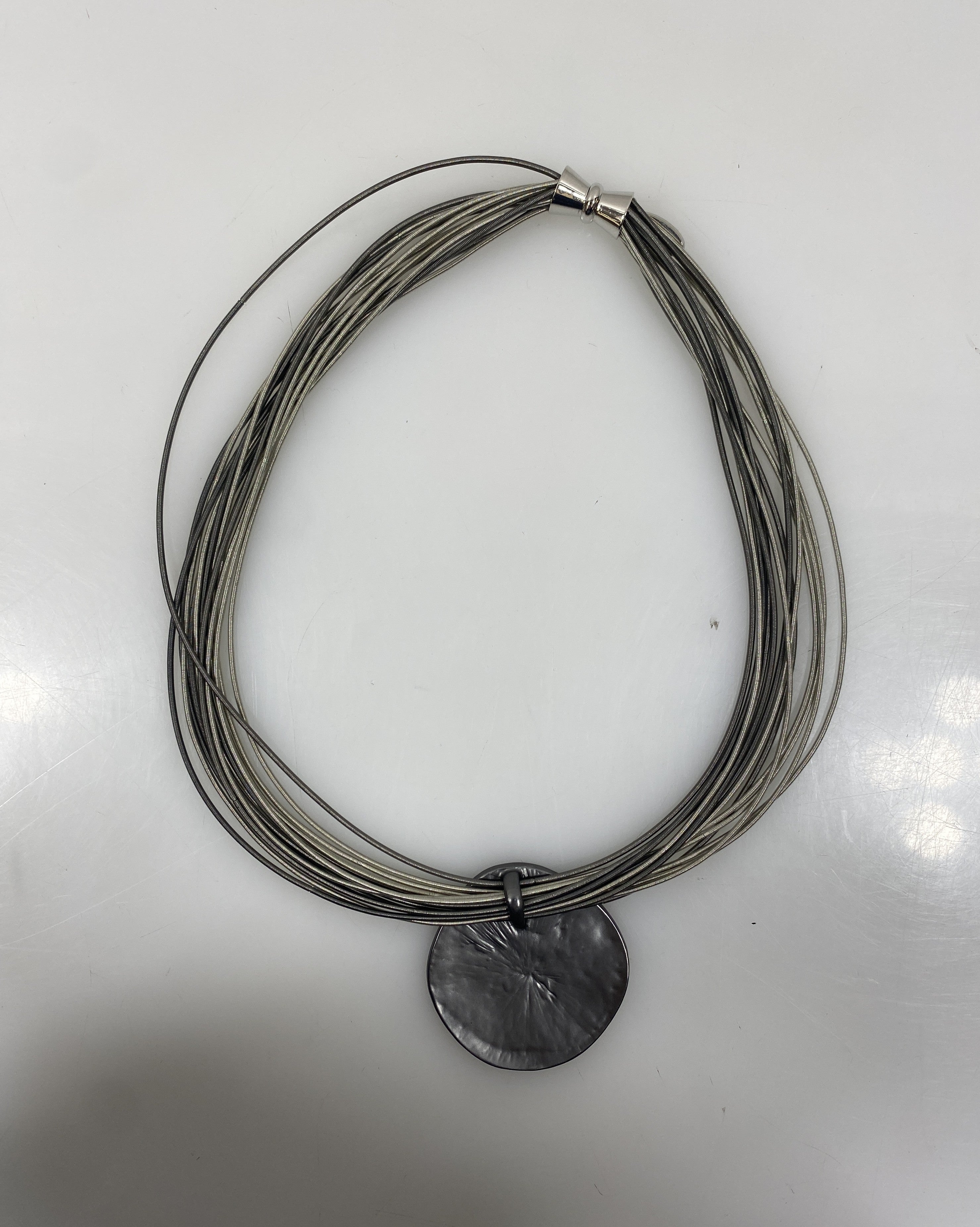 Silver Spring Wire Clasp Pendant Necklace