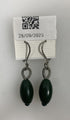 Silver Spring Wire Green Bead Dangle Earrings