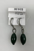 Silver Spring Wire Green Bead Dangle Earrings