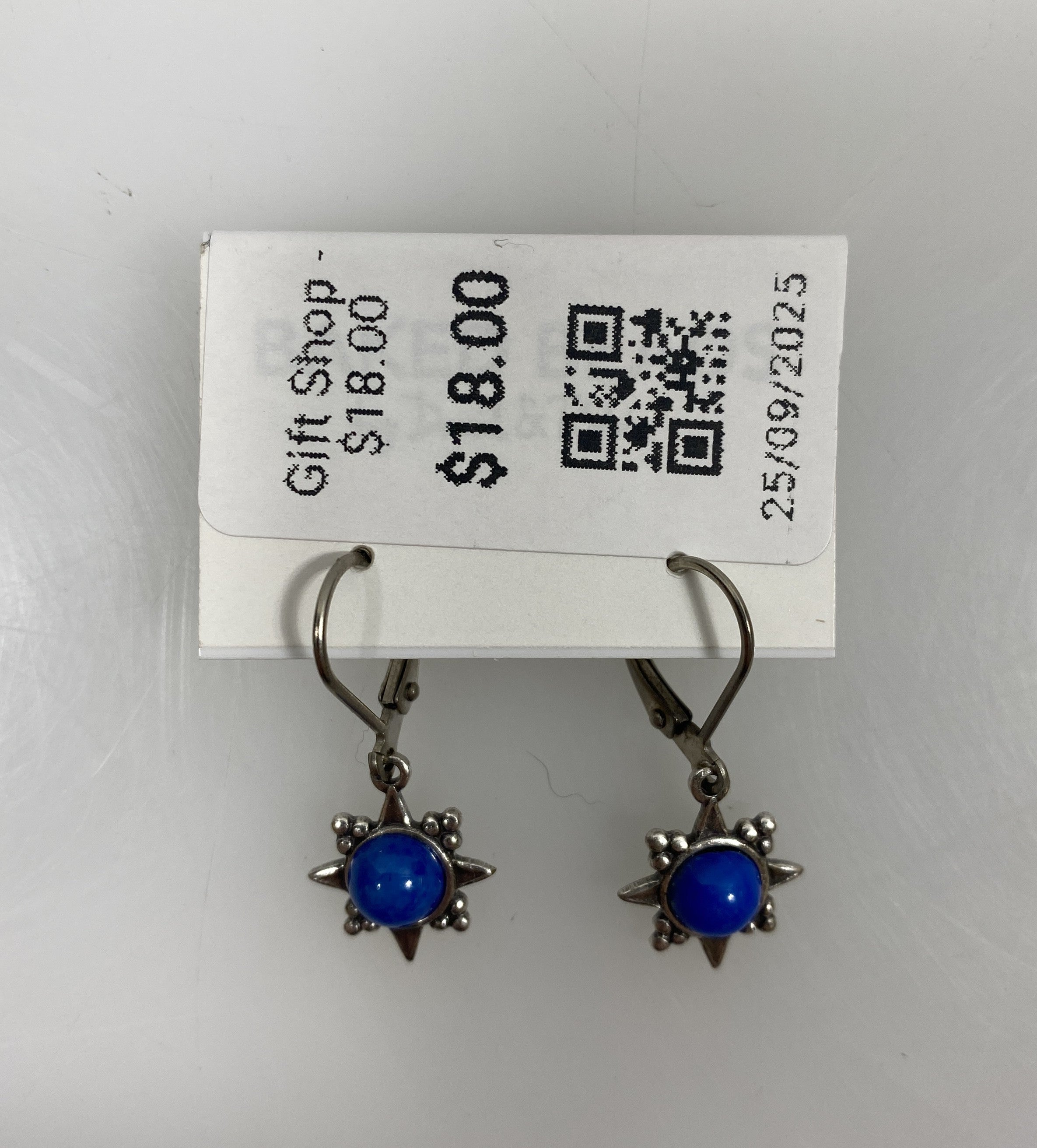 Silver Starburst Blue Natural Stone Earrings