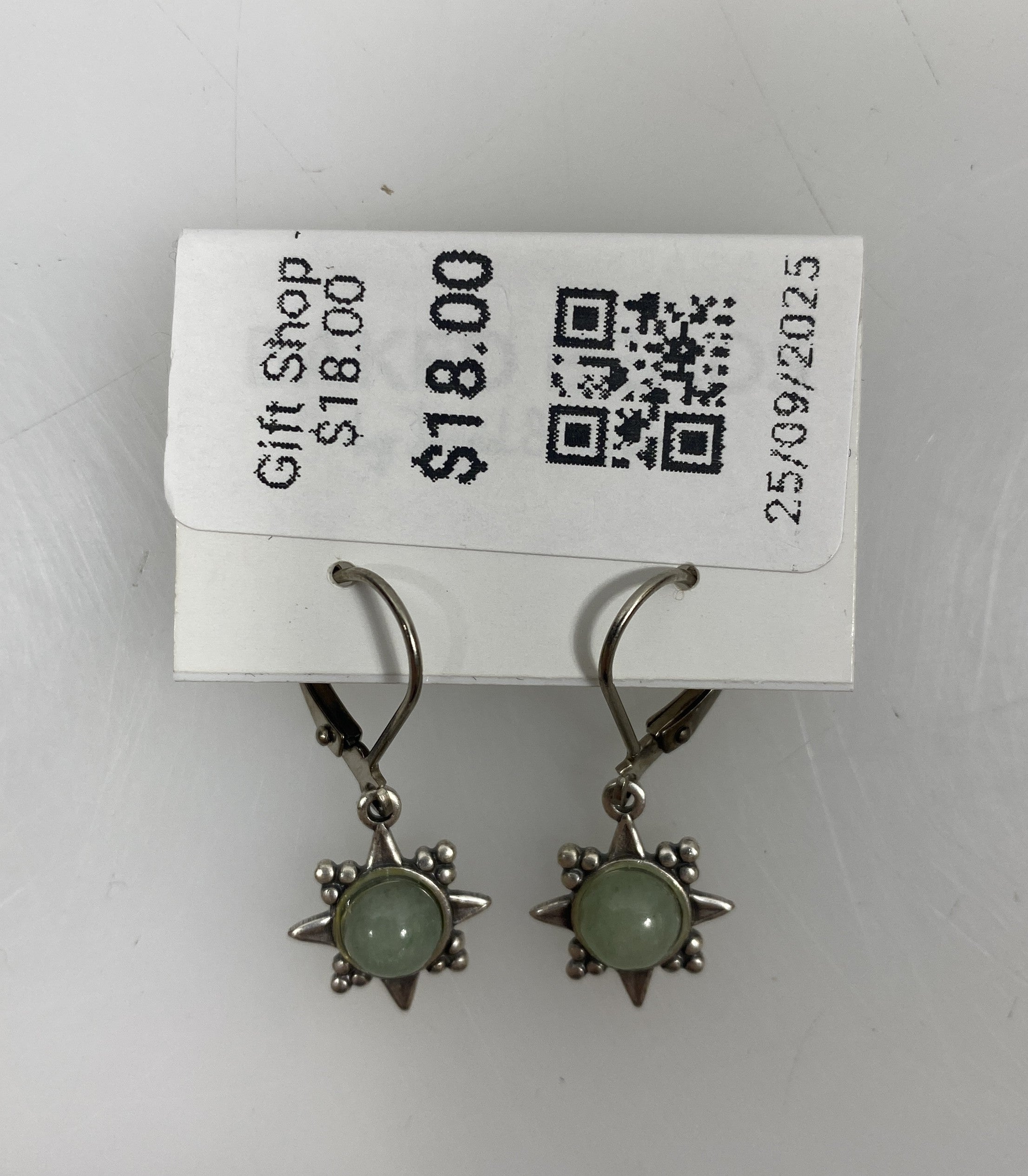 Silver Starburst Light Grey Natural Stone Earrings