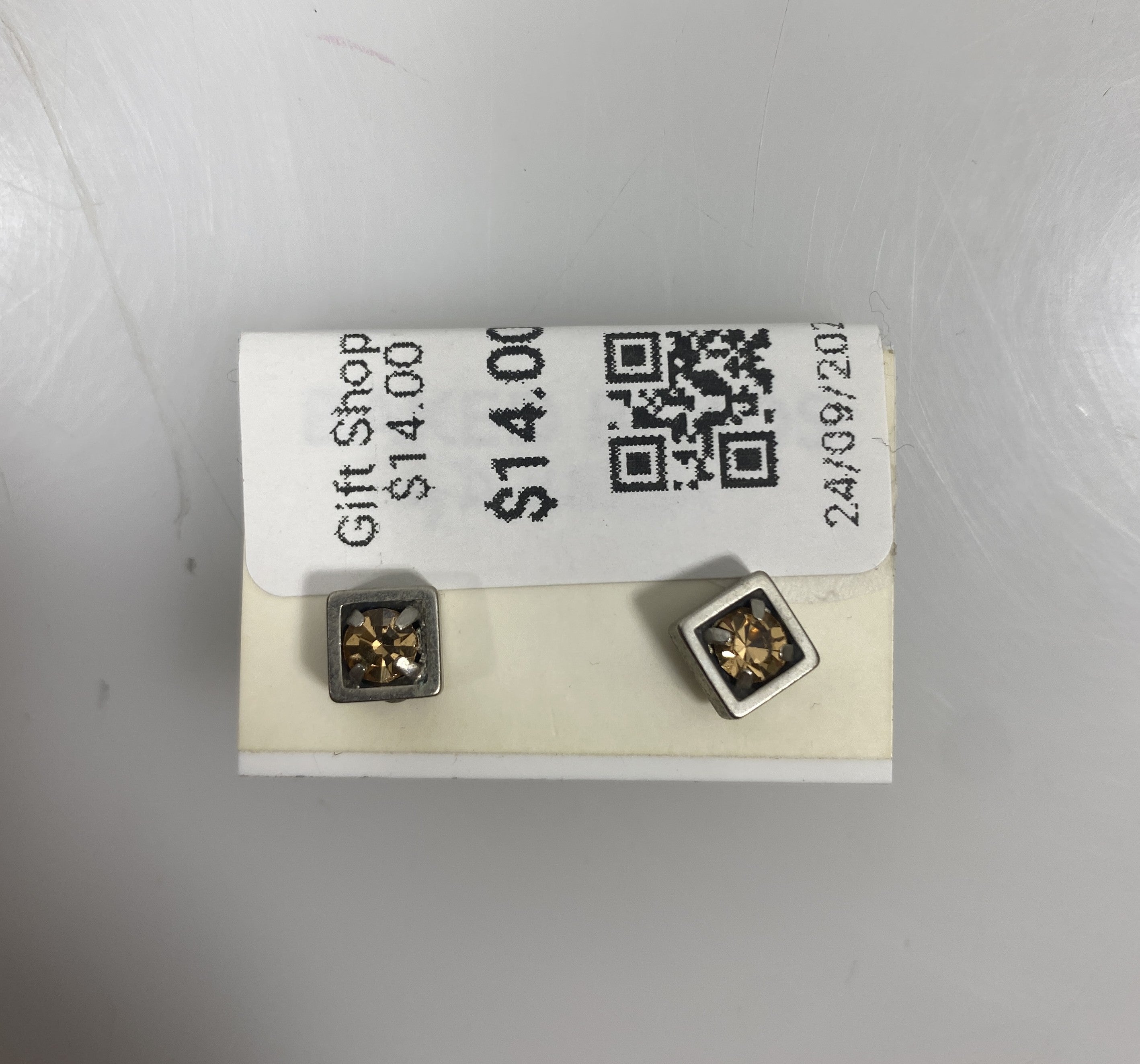 Silver Stud Gold Gem Earrings