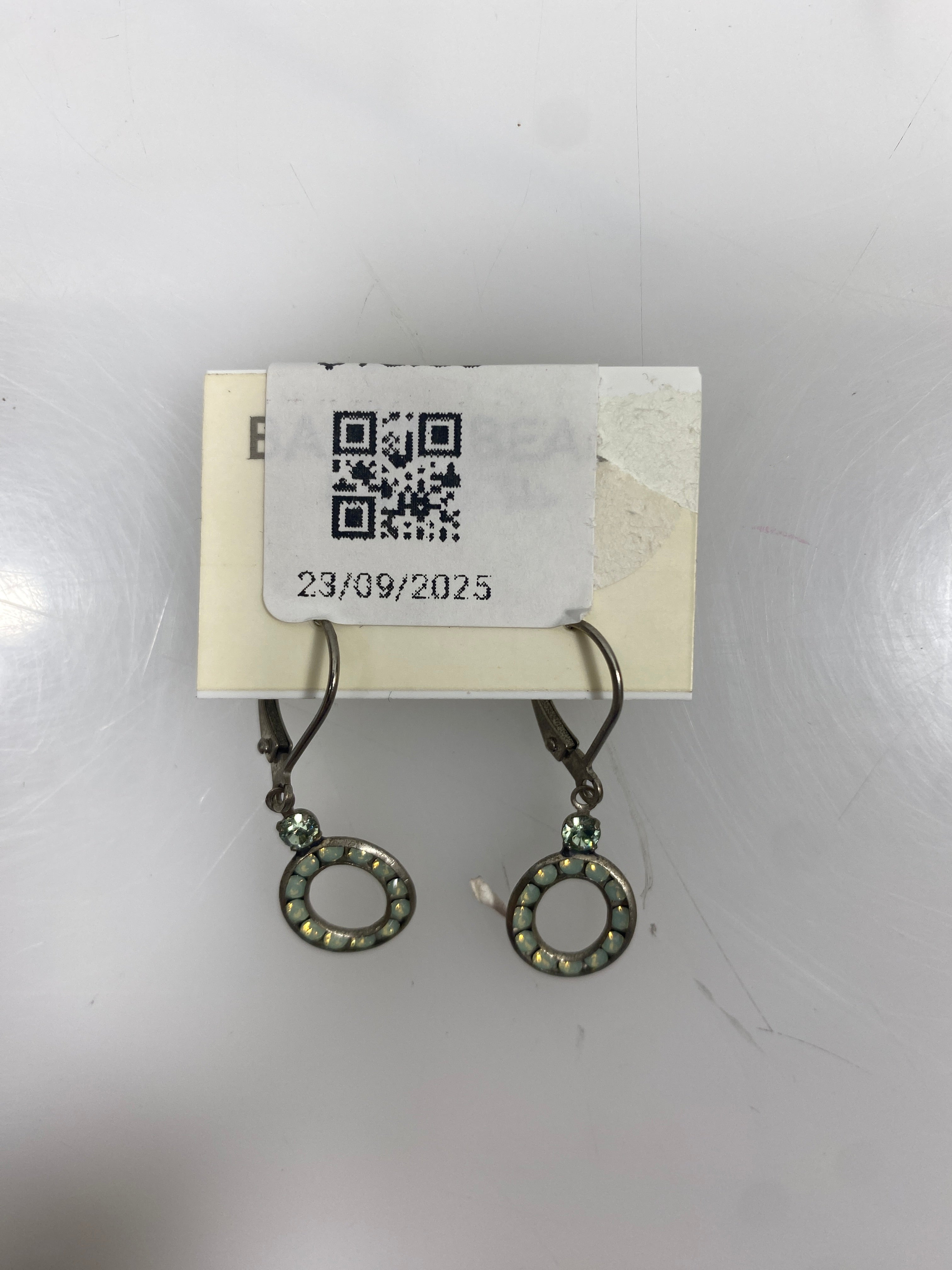 Silver Teal Gem Ring Earrings