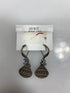 Silver Textured Raindrop Blue Bead Charm Earrings