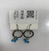 Silver Textured Ring Blue Bead Charm Earrings