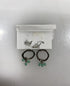 Silver Textured Ring Teal Bead Charm Earrings