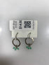 Silver Textured Ring Teal Bead Charm Earrings