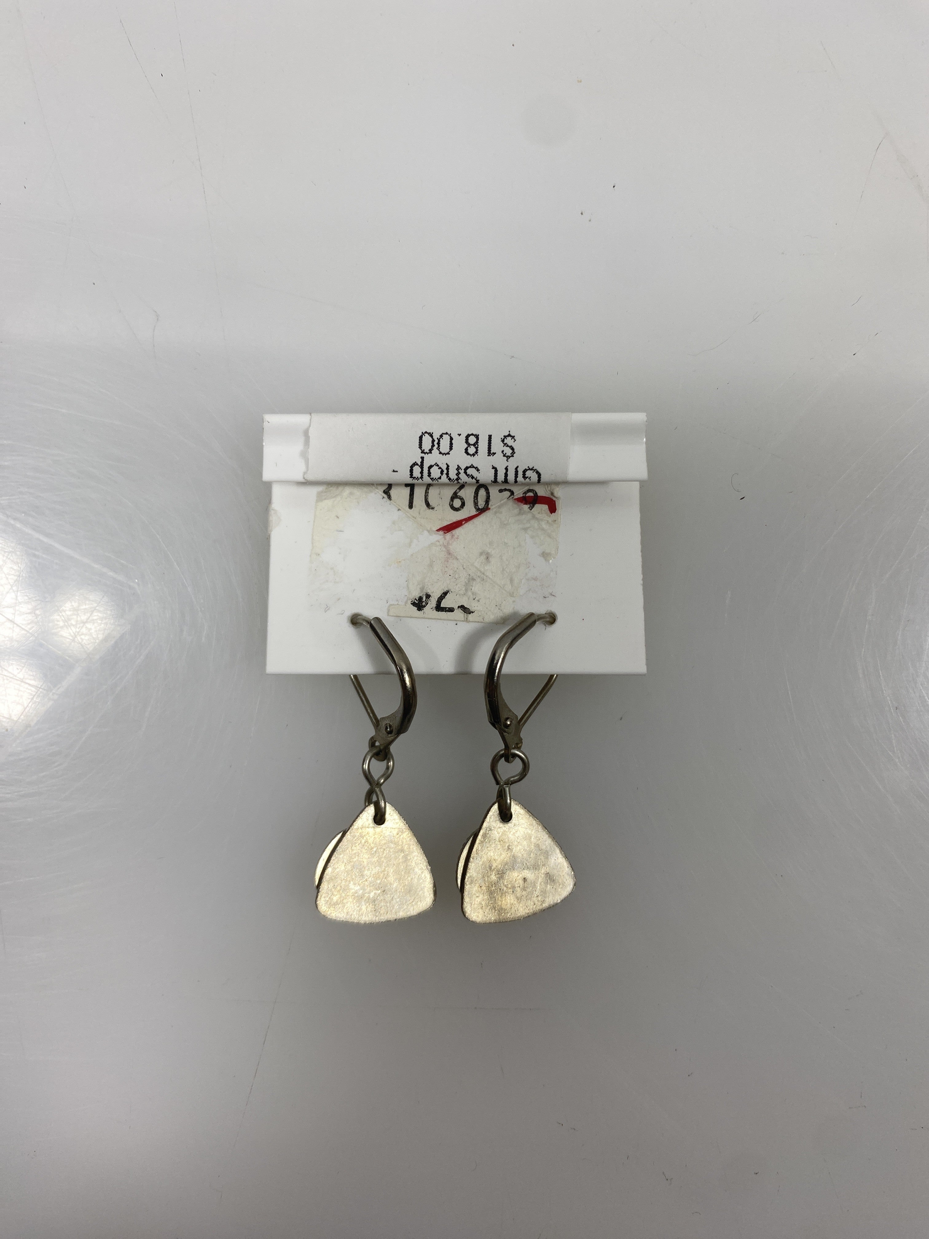 Silver Textured Triangle Bead Earrings