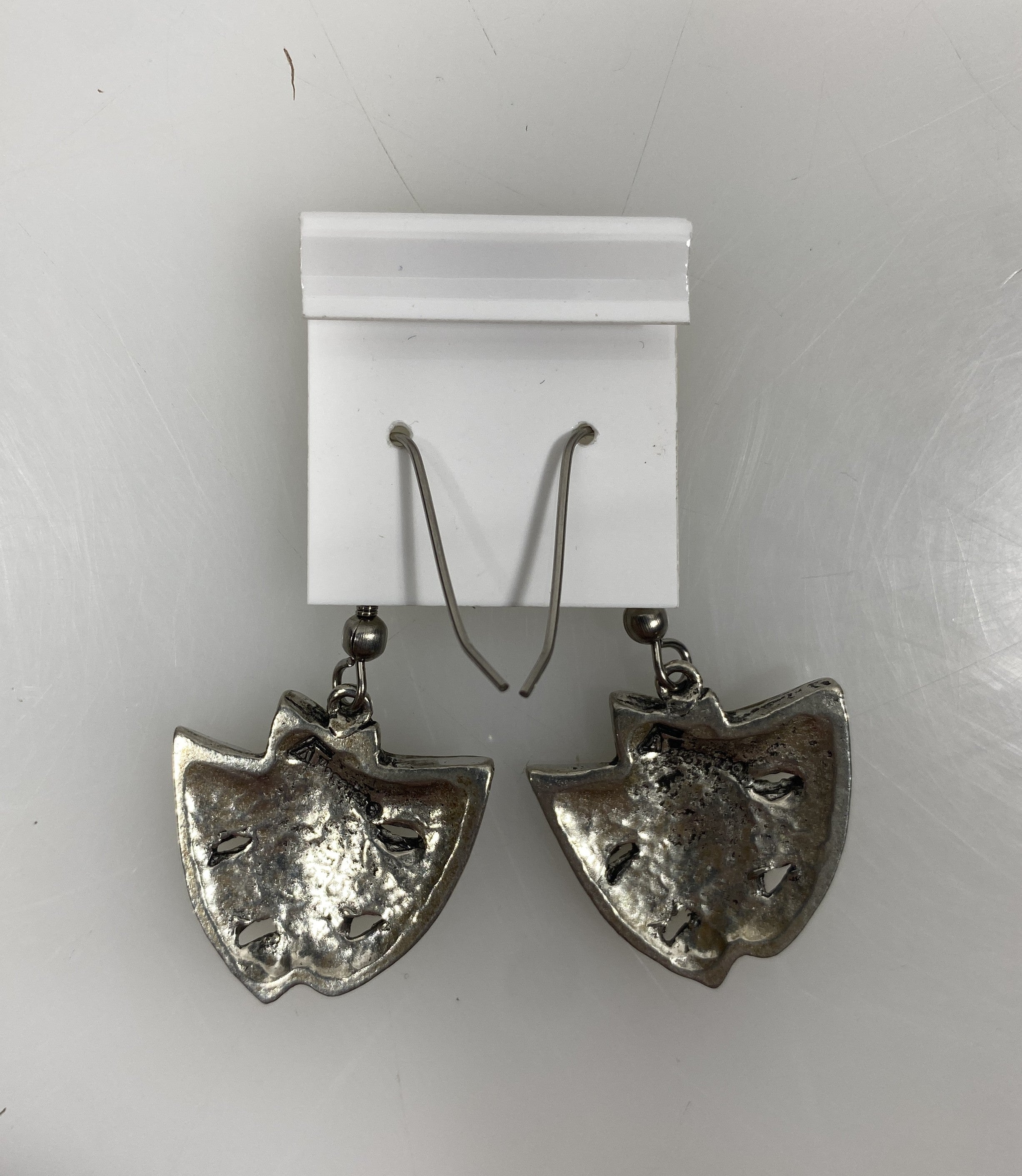 Silver Theater Mask Dangle Earrings