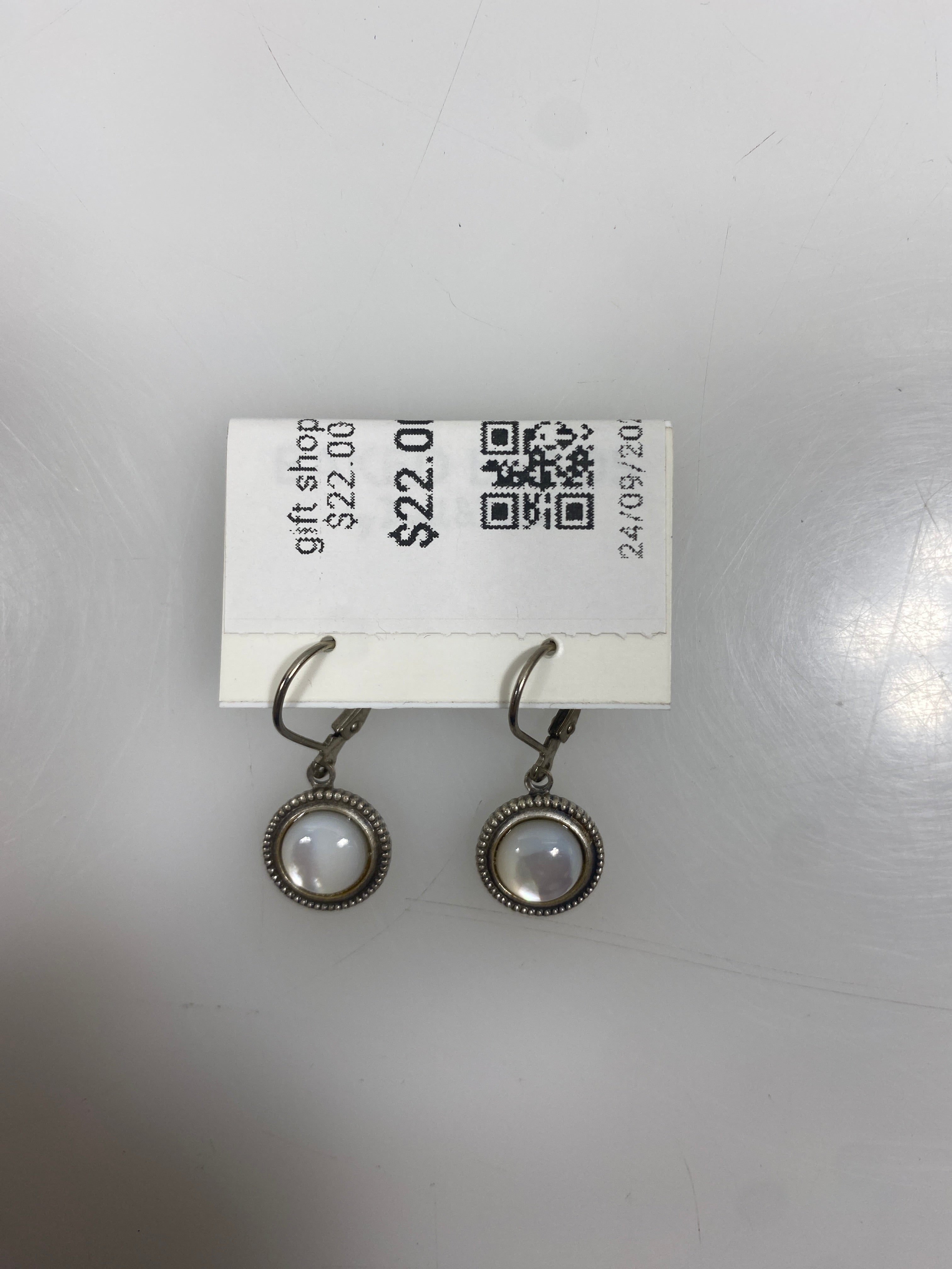 Silver White Bead Earrings