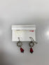 Silver White Gem Ring Red Bead Charm Earrings