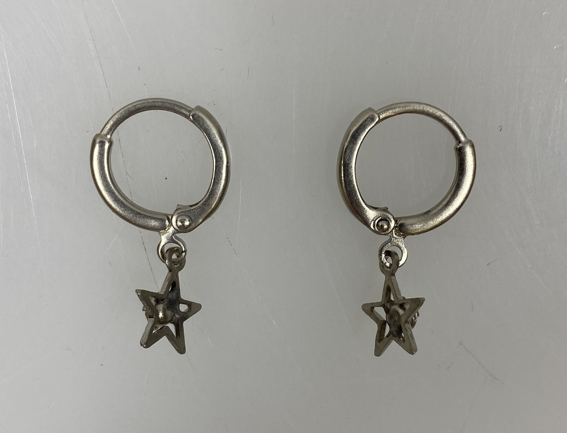Silver White Gem Star Earrings