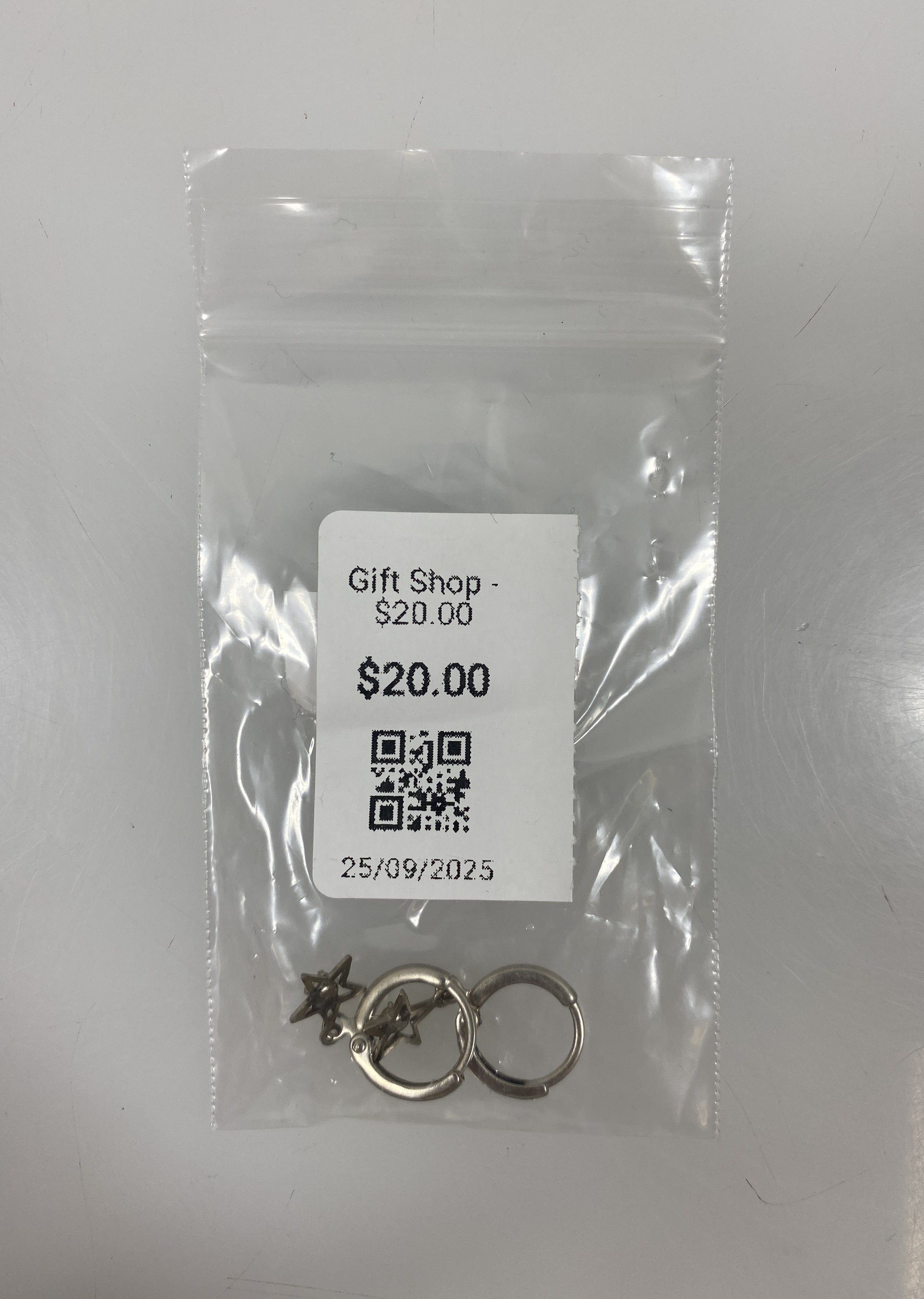 Silver White Gem Star Earrings