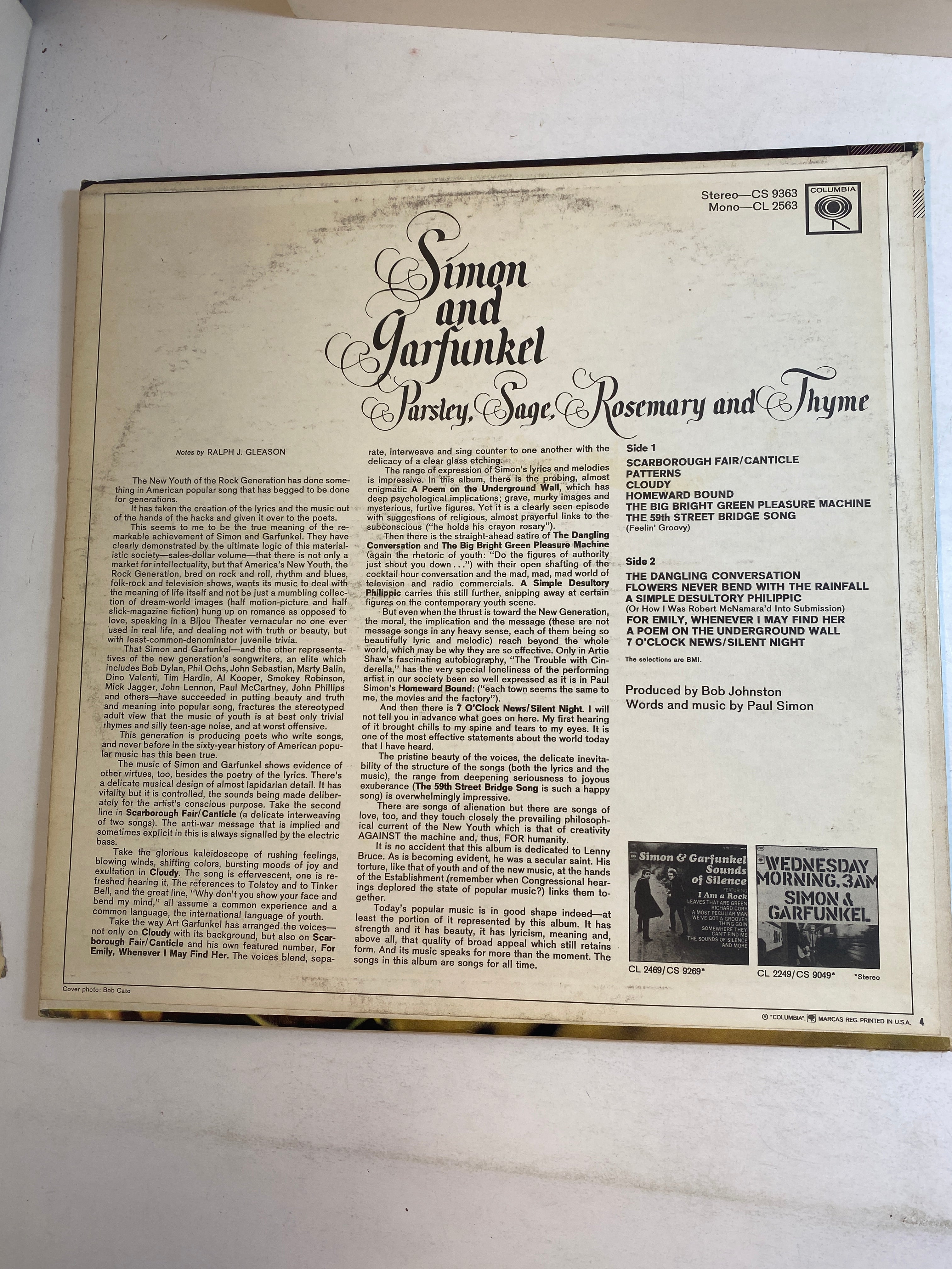 Simon and Garfunkel Parsley Sage Rosemary and Thyme Vinyl Record 1966