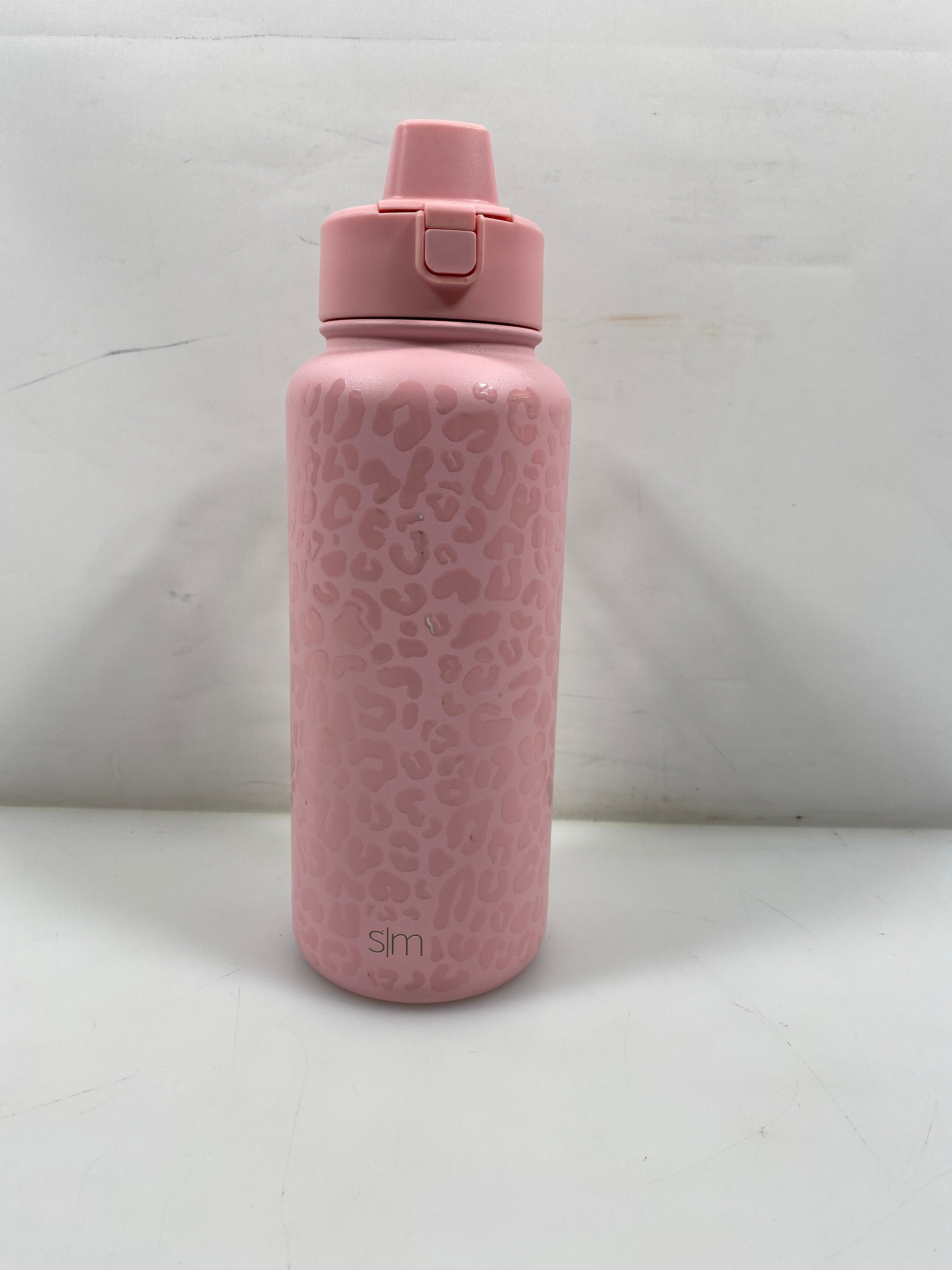 Simple Modern Pink Leopard Print Stainless Steel Tumbler Straw Lid Water Bottle 32oz