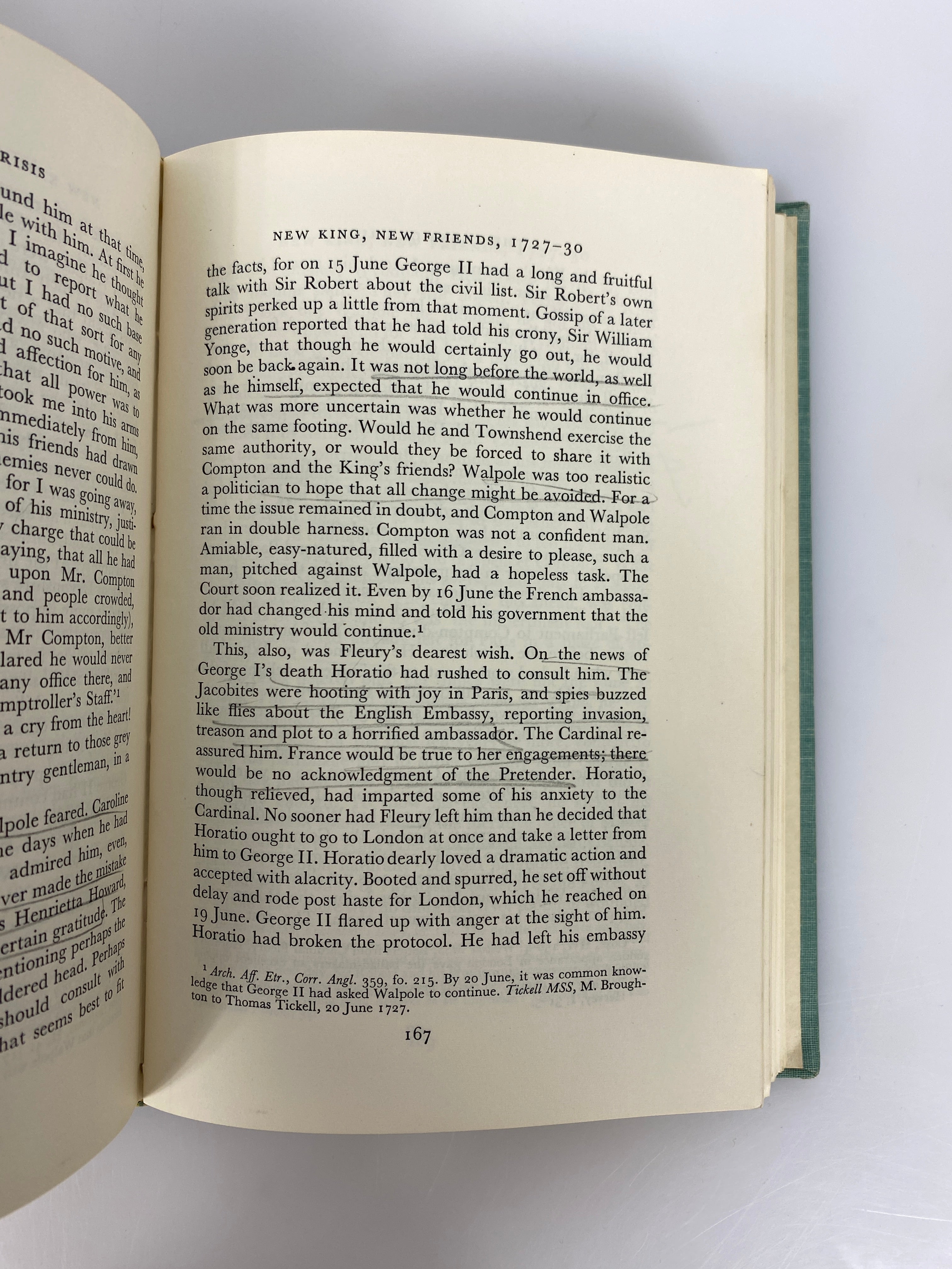 Sir Robert Walpole The King's Minister by J.H. Plumb 1961 1st Ed Ex-Library HC