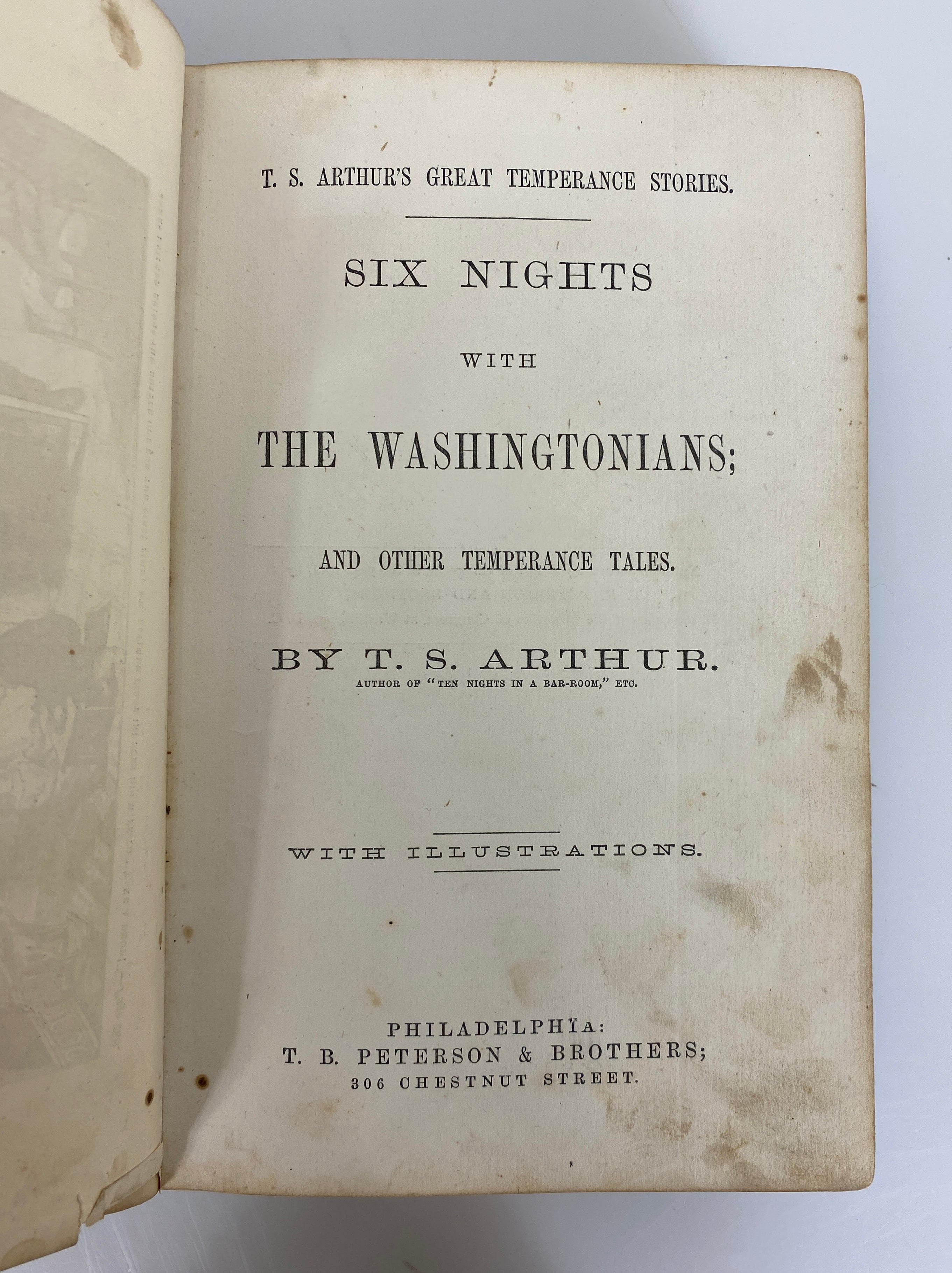 Six Nights With the Washingtonians/Temperance Tales by Arthur 1871 Antique HC