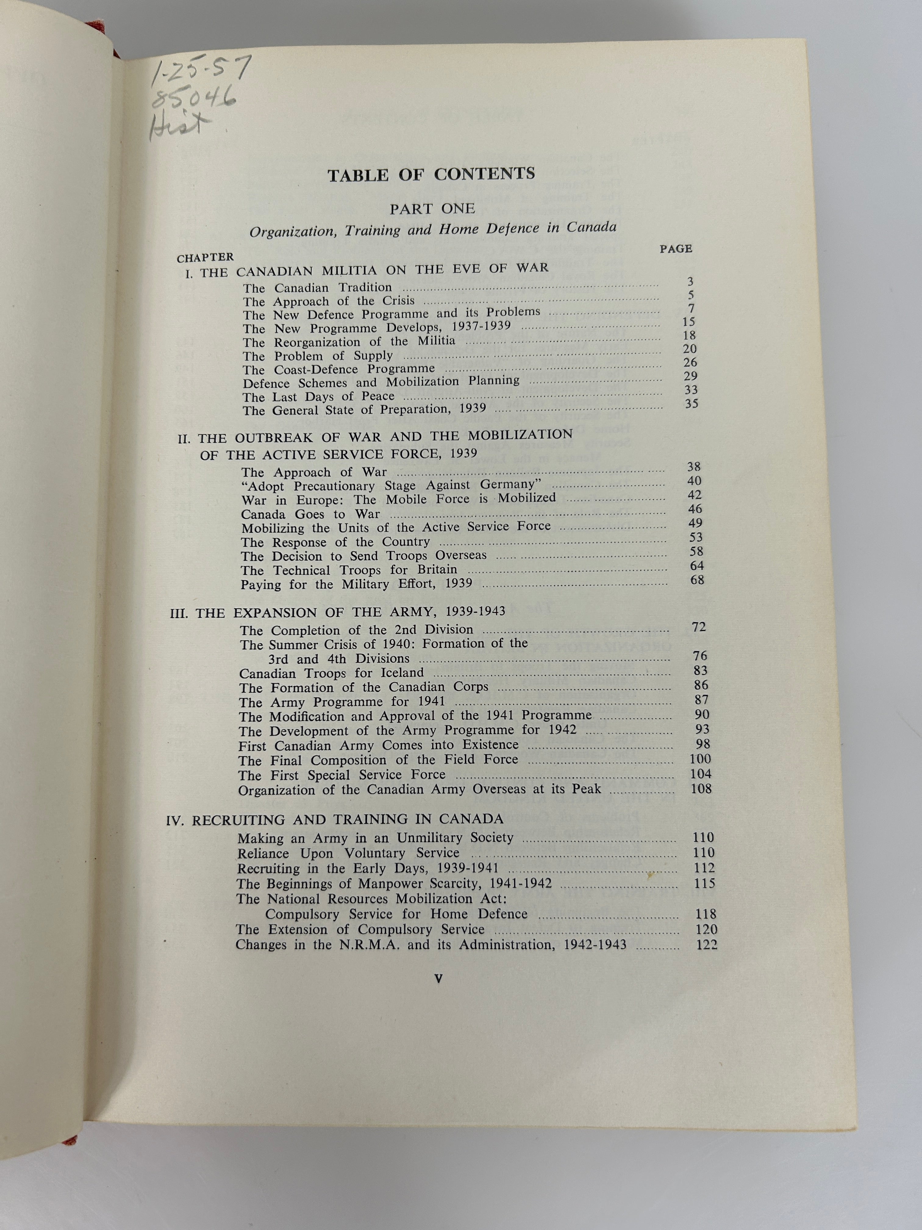 Six Years of War Vol 1 History of the Canadian Army WWII Ex-Library HC