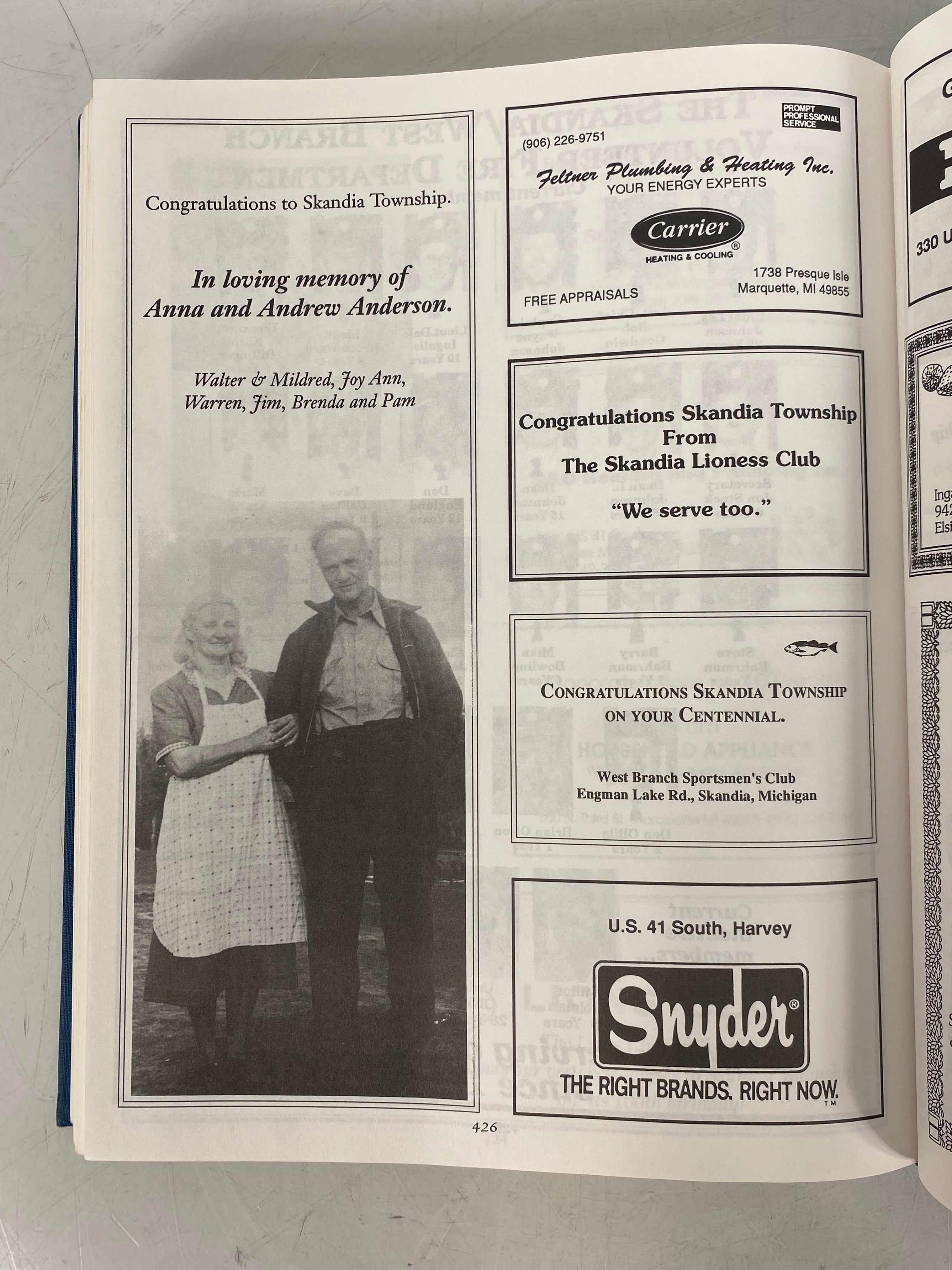 Skandia Township (Michigan) Centennial Our Roots Are Here 1892-1992 HC