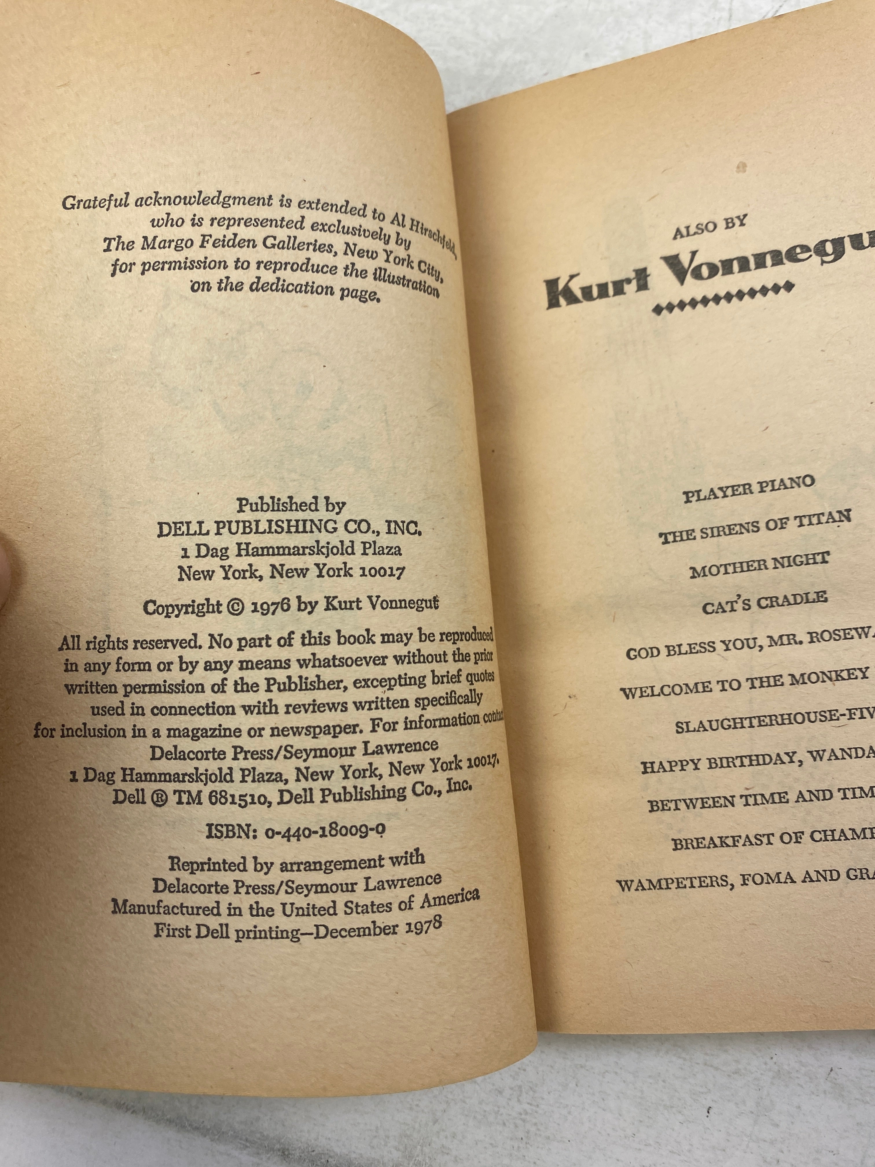 Slapstick Kurt Vonnegut Vintage Paperback 1976