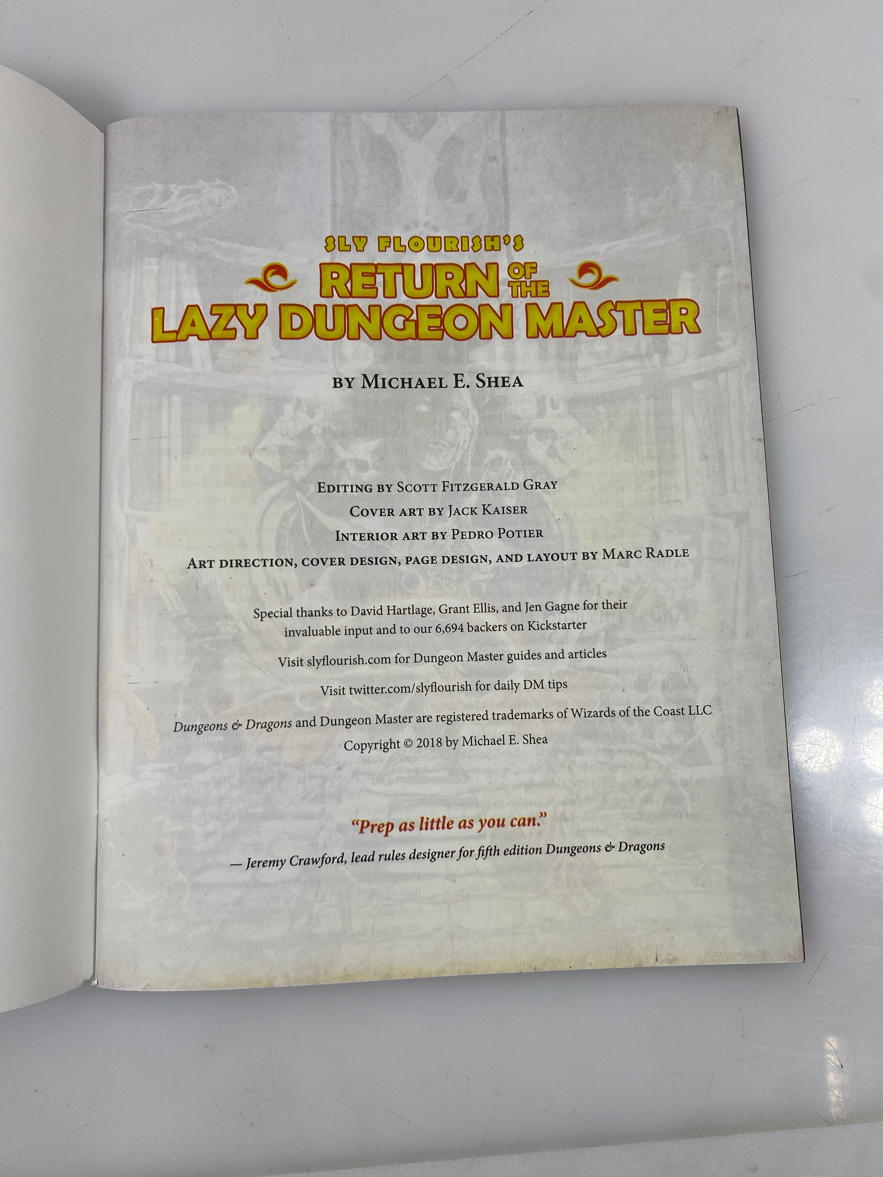 Sly Flourish's Return of the Lazy Dungeon Master Shea 2018 SC