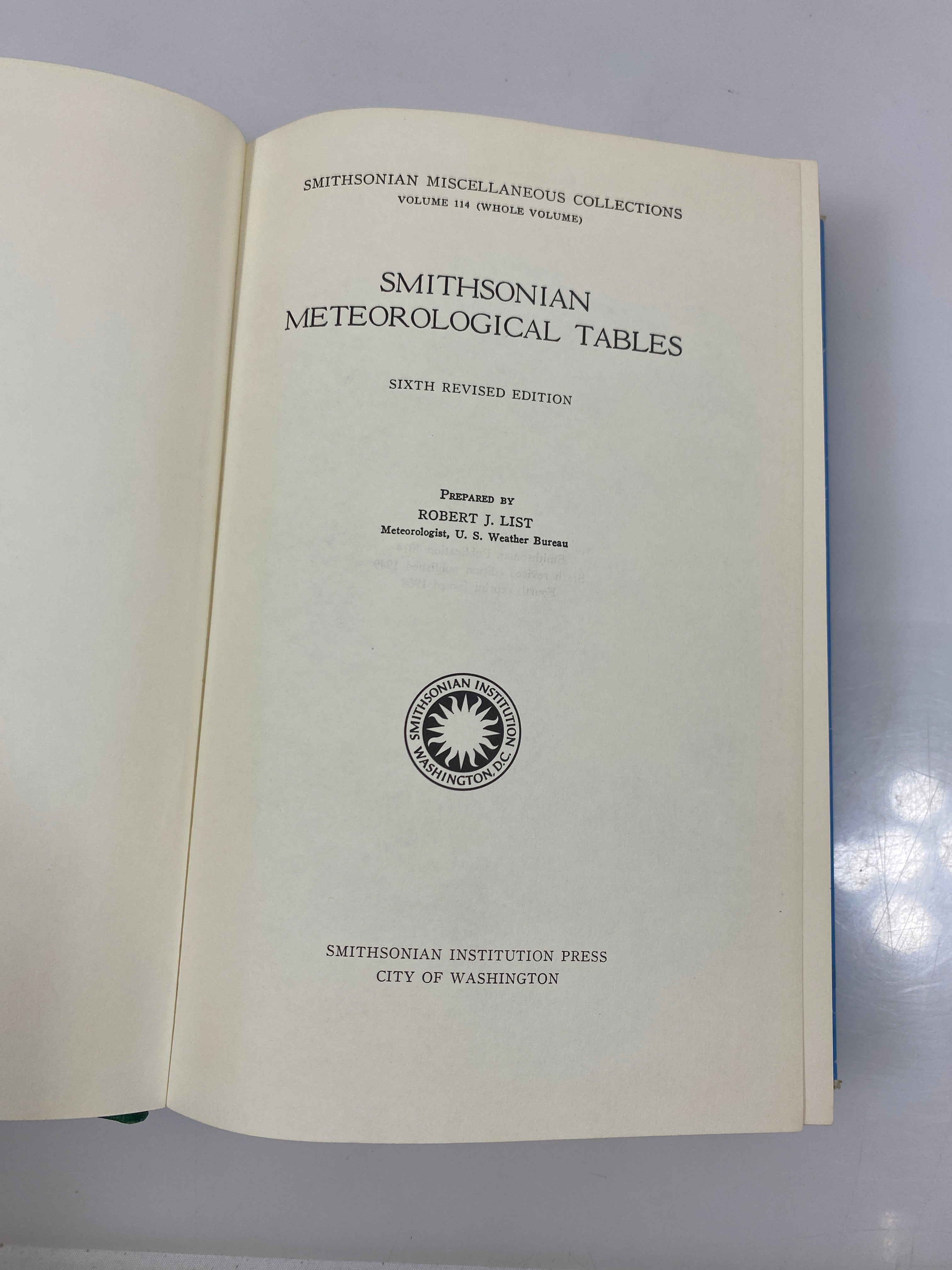 Smithsonian Meteorological Tables 6th Ed. 1968 HCDJ