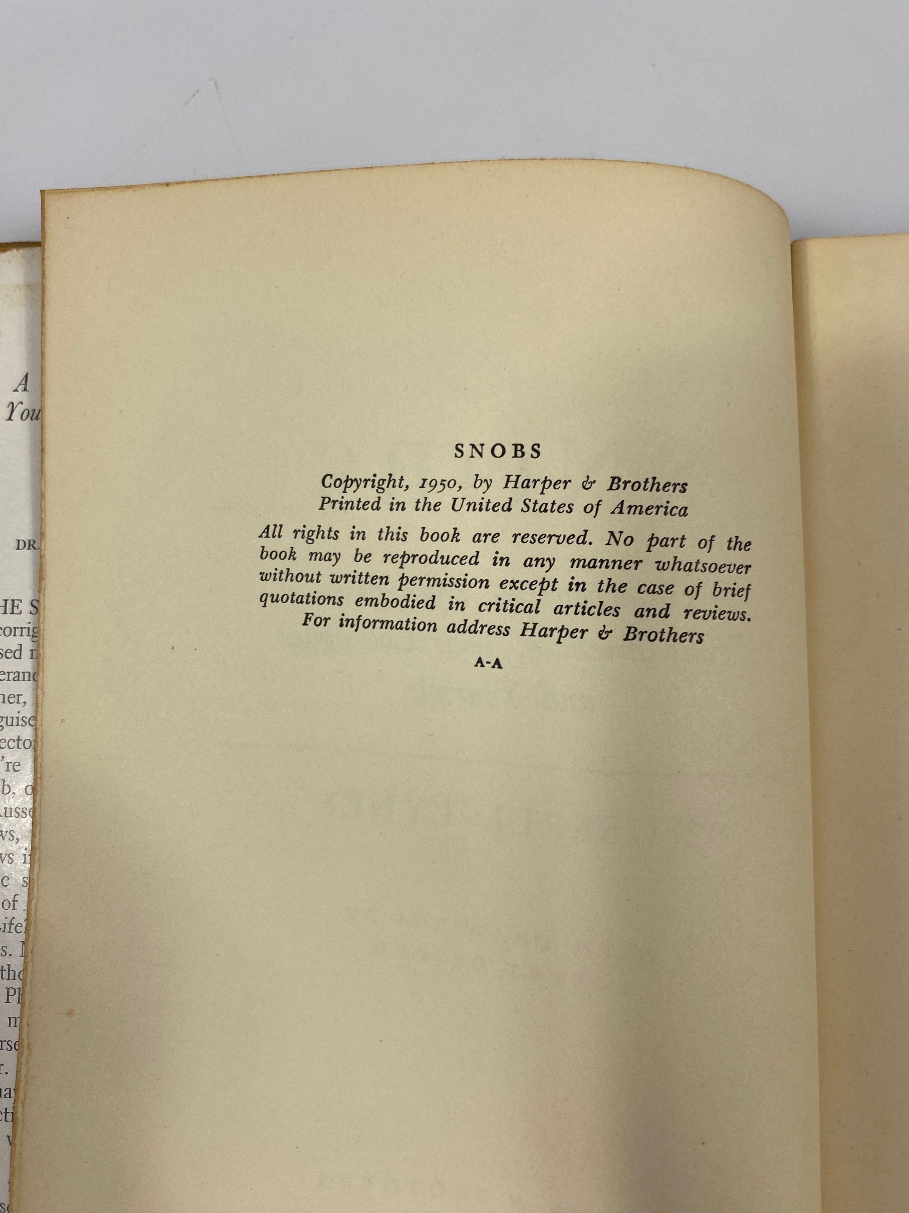 Snobs by Russell Lynes 1950 HC