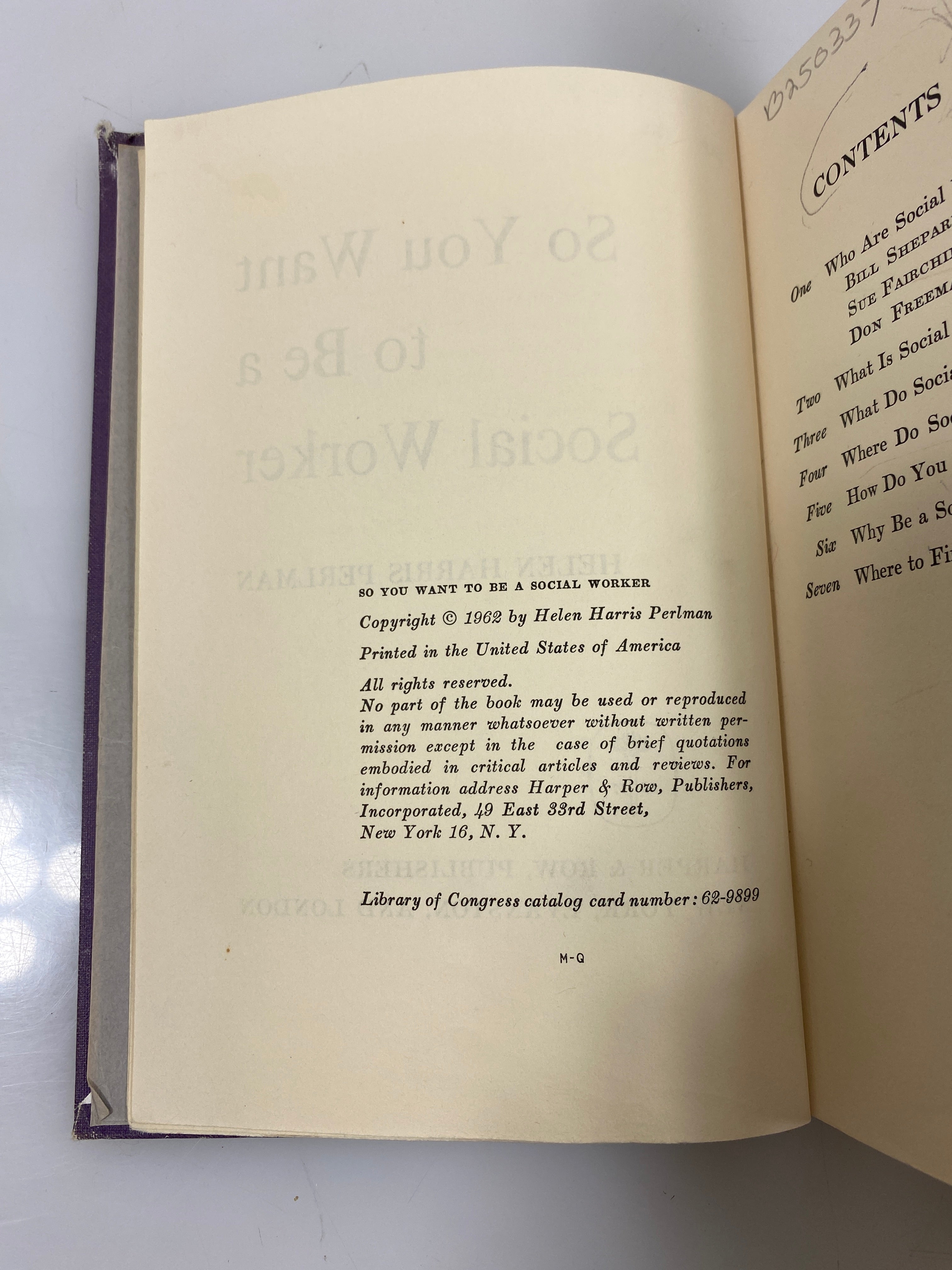 So You Want to Be a Social Worker by Perlman Ex-library 1962 HC
