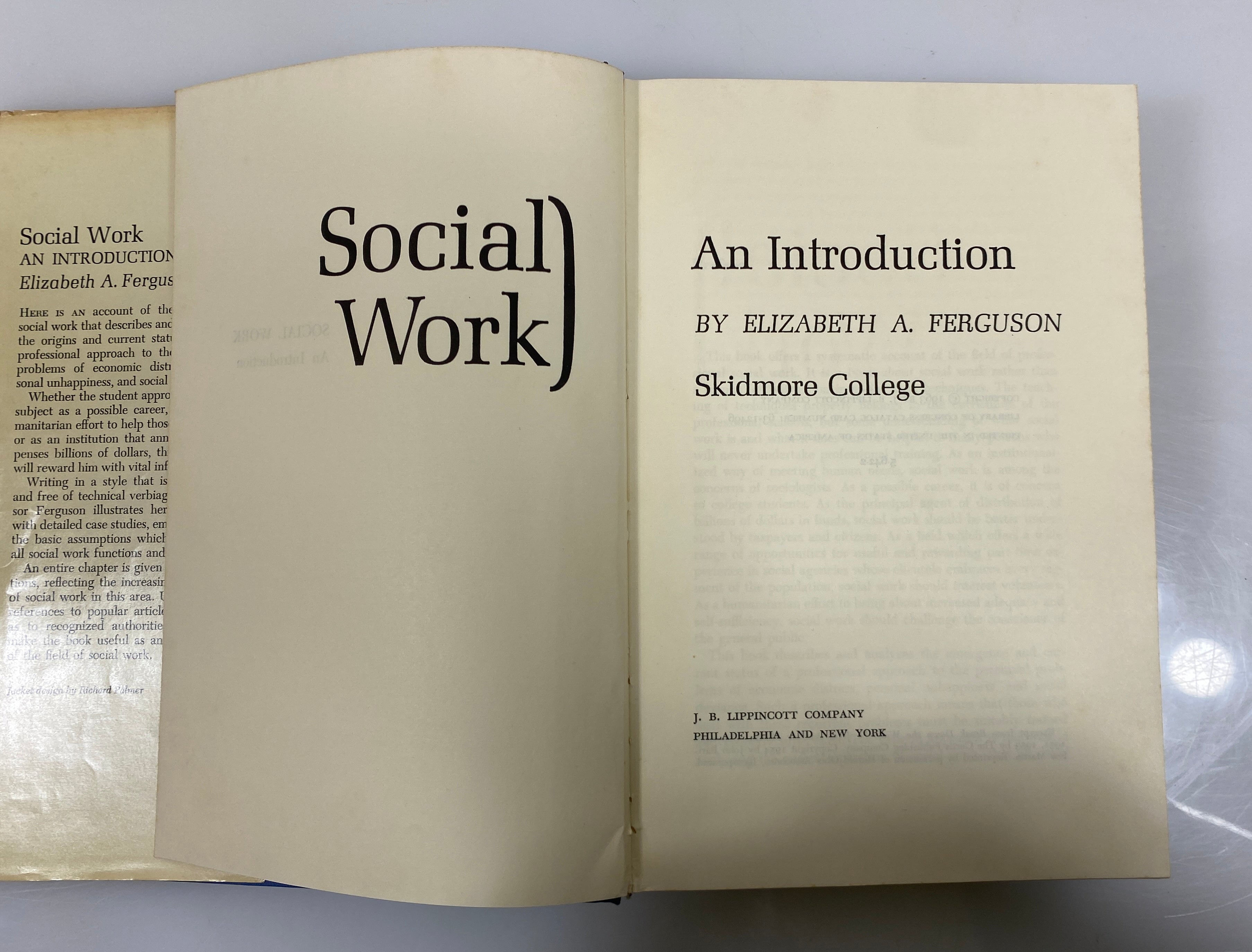 Social Work An Introduction Elizabeth Ferguson 1963 1st Edition HC DJ