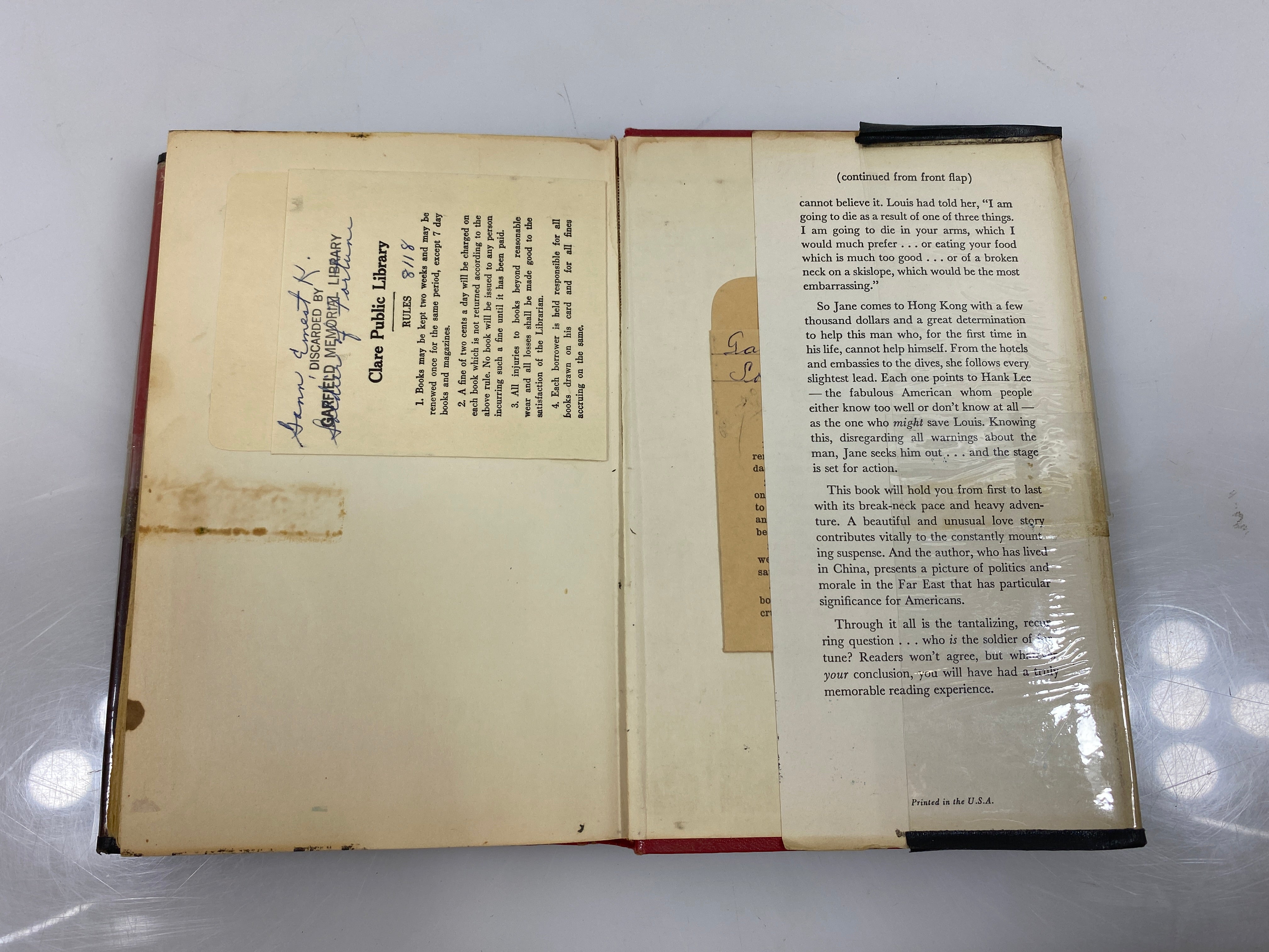 Soldier of Fortune by Gann Ex-Library 1954 HCDJ